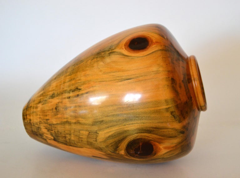 Carl Spinner Decorative American Handcrafted Exotic Turned Wood Lacquered Vase For Sale 2