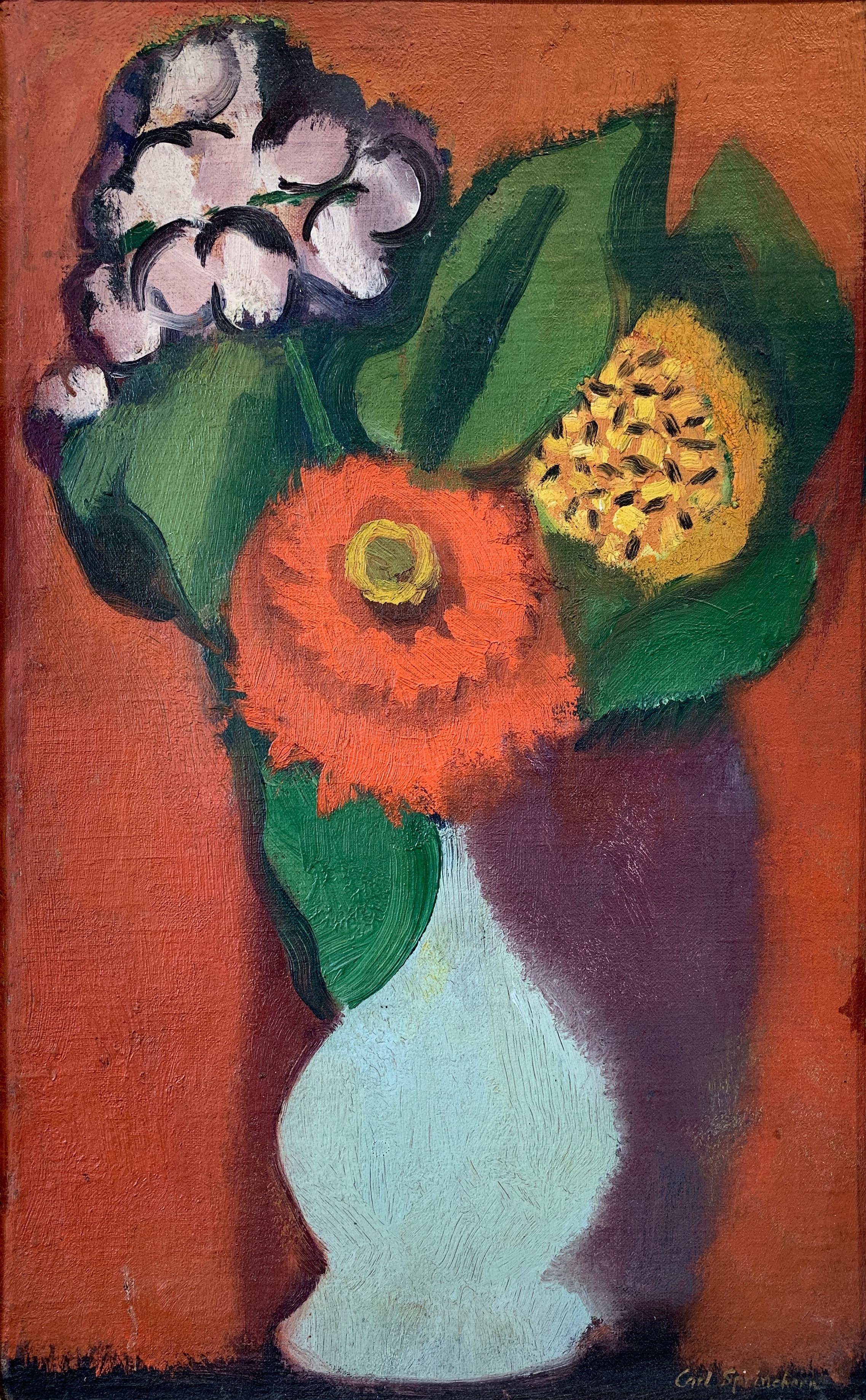 Carl Sprinchorn Still-Life Painting - Flowers on Orange