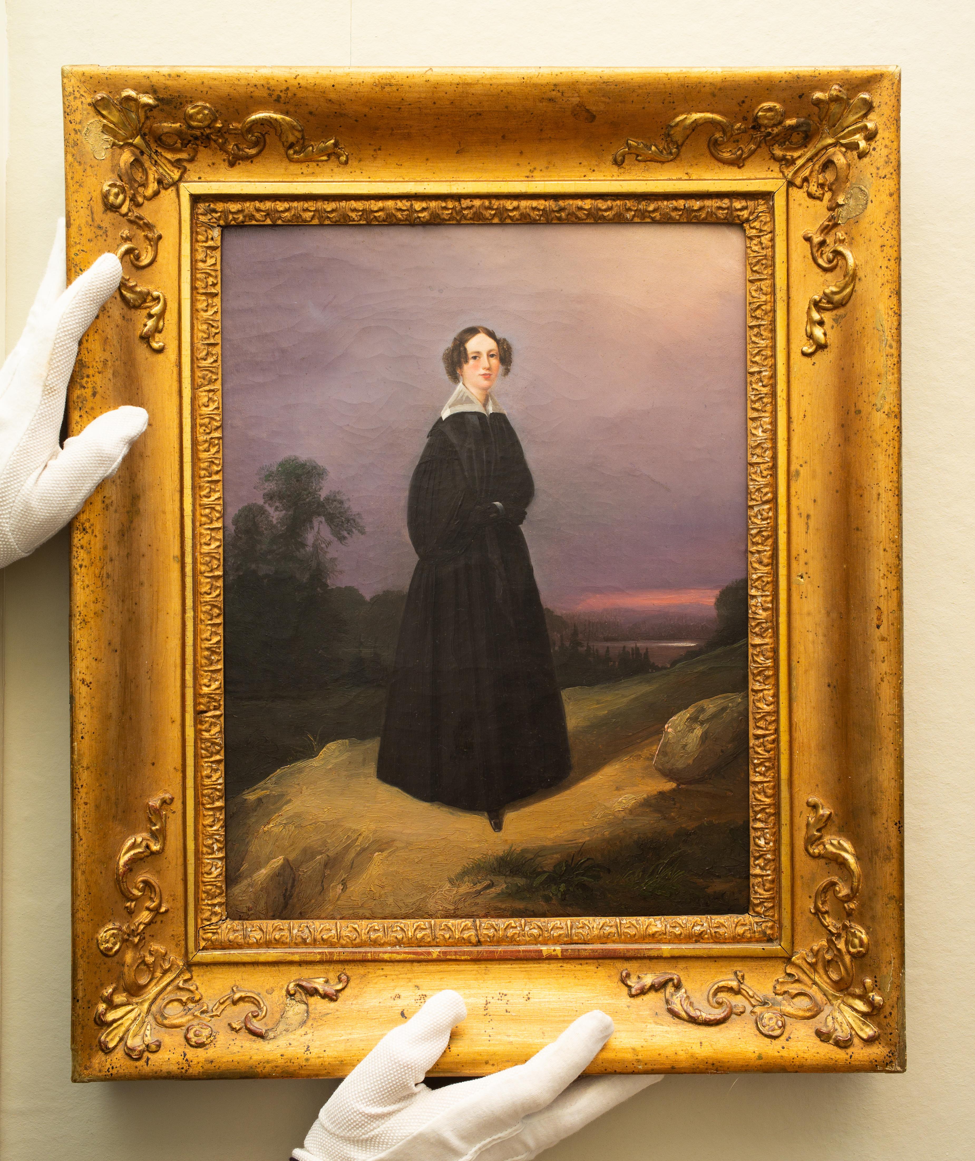 Porträt von Agneta Sophia Cederstrm in einem schwarzen Kleid von Carl Stephan Bennet im Angebot 2