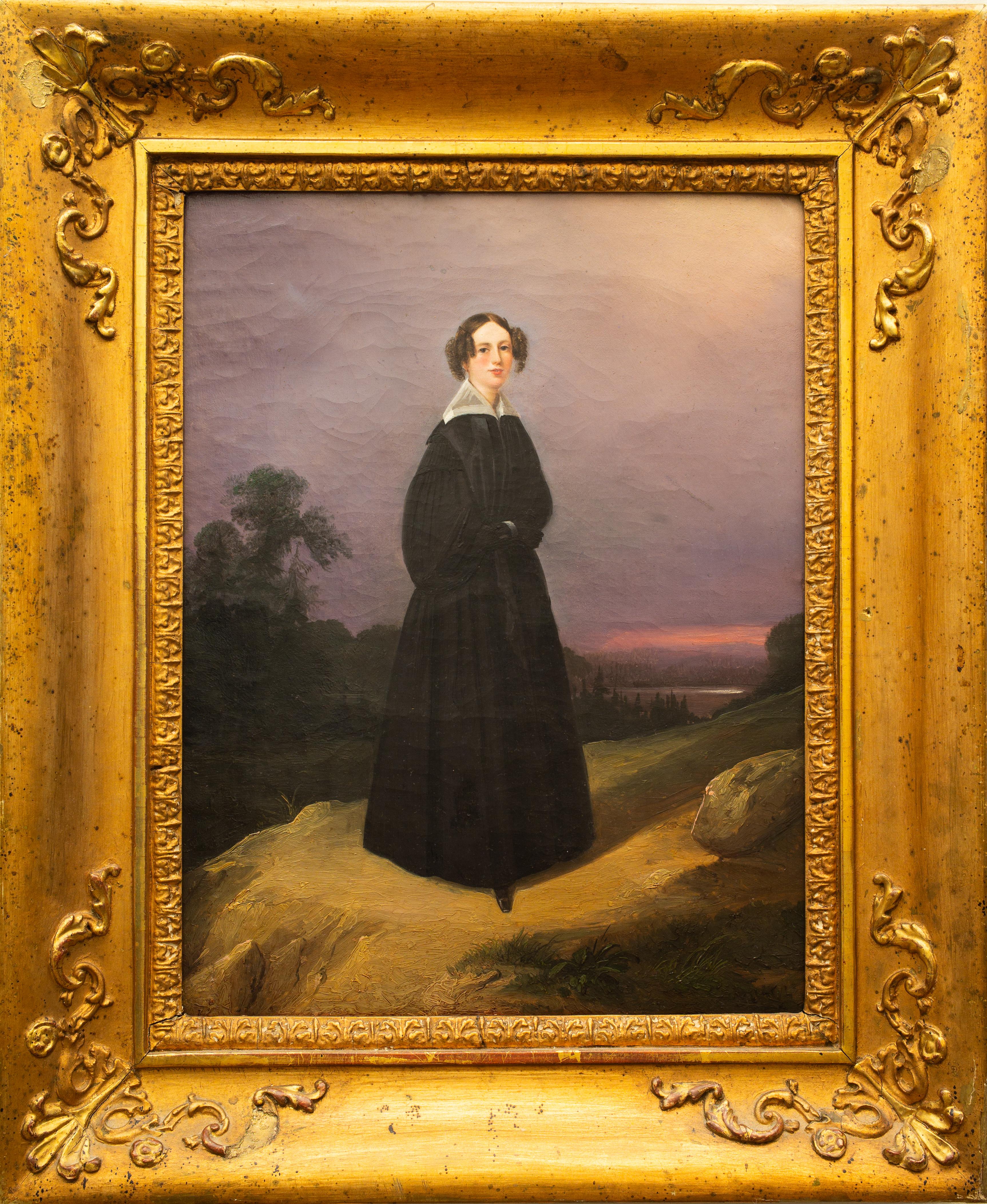 Portrait of Agneta Sophia Cederström in a Black Dress by Carl Stephan Bennet