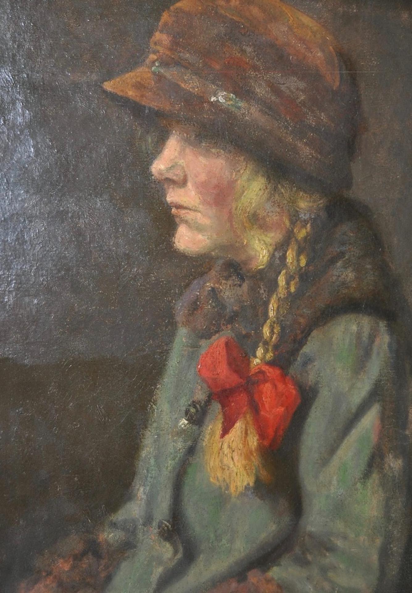 Carl Stillleben „Dutch Girl“ Öl auf Leinwand, um 1924 (Handbemalt) im Angebot