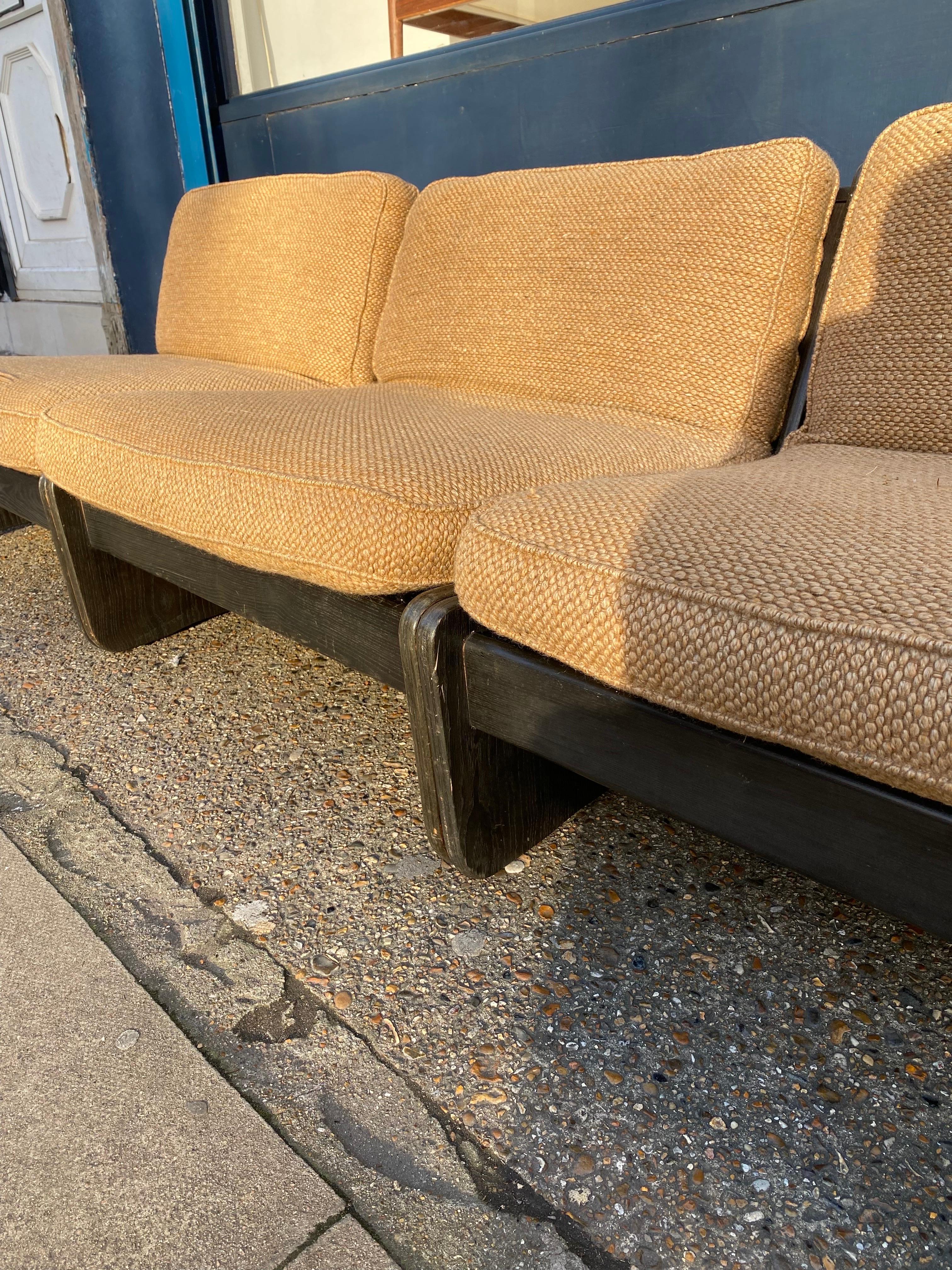 Carl Straub 3 Piece Modular Sofa Vintage Wool Boucle Midcentury 1960s Armchairs For Sale 10