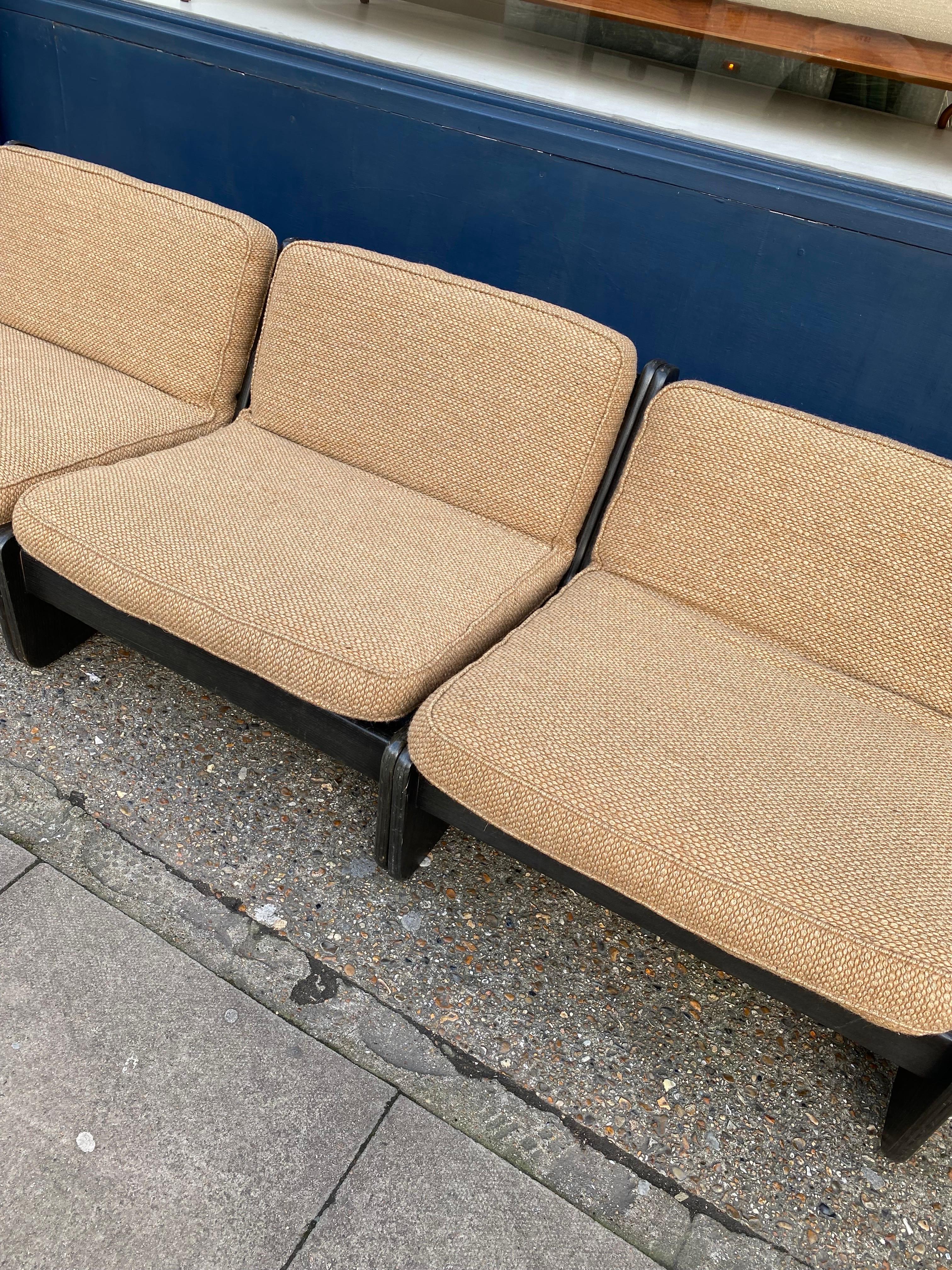 German Carl Straub 3 Piece Modular Sofa Vintage Wool Boucle Midcentury 1960s Armchairs For Sale