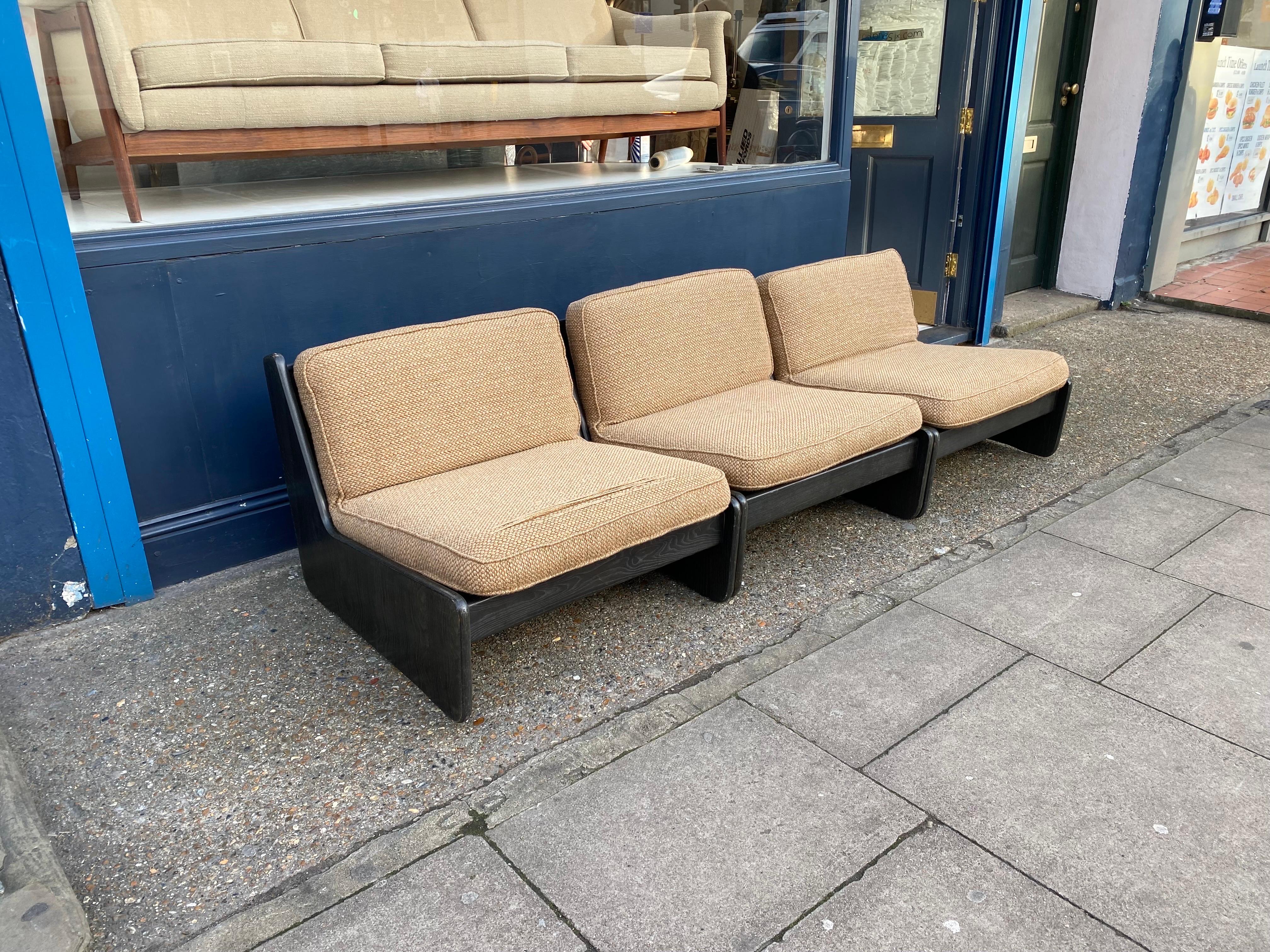 Carl Straub 3 Piece Modular Sofa Vintage Wool Boucle Midcentury 1960s Armchairs In Good Condition For Sale In London, GB
