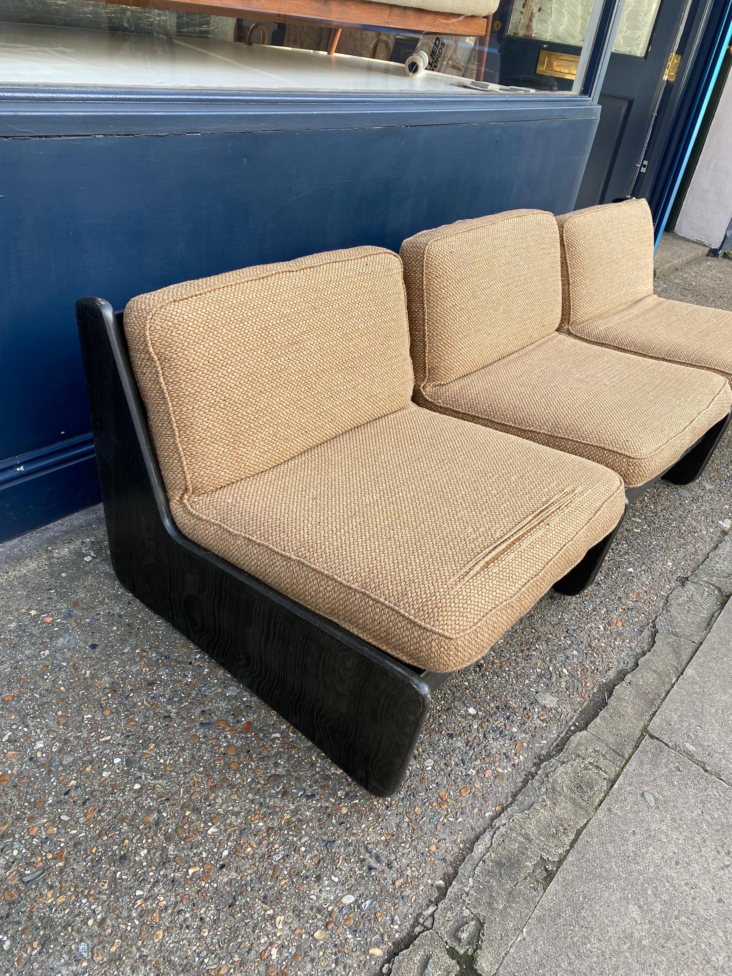 Mid-20th Century Carl Straub 3 Piece Modular Sofa Vintage Wool Boucle Midcentury 1960s Armchairs For Sale