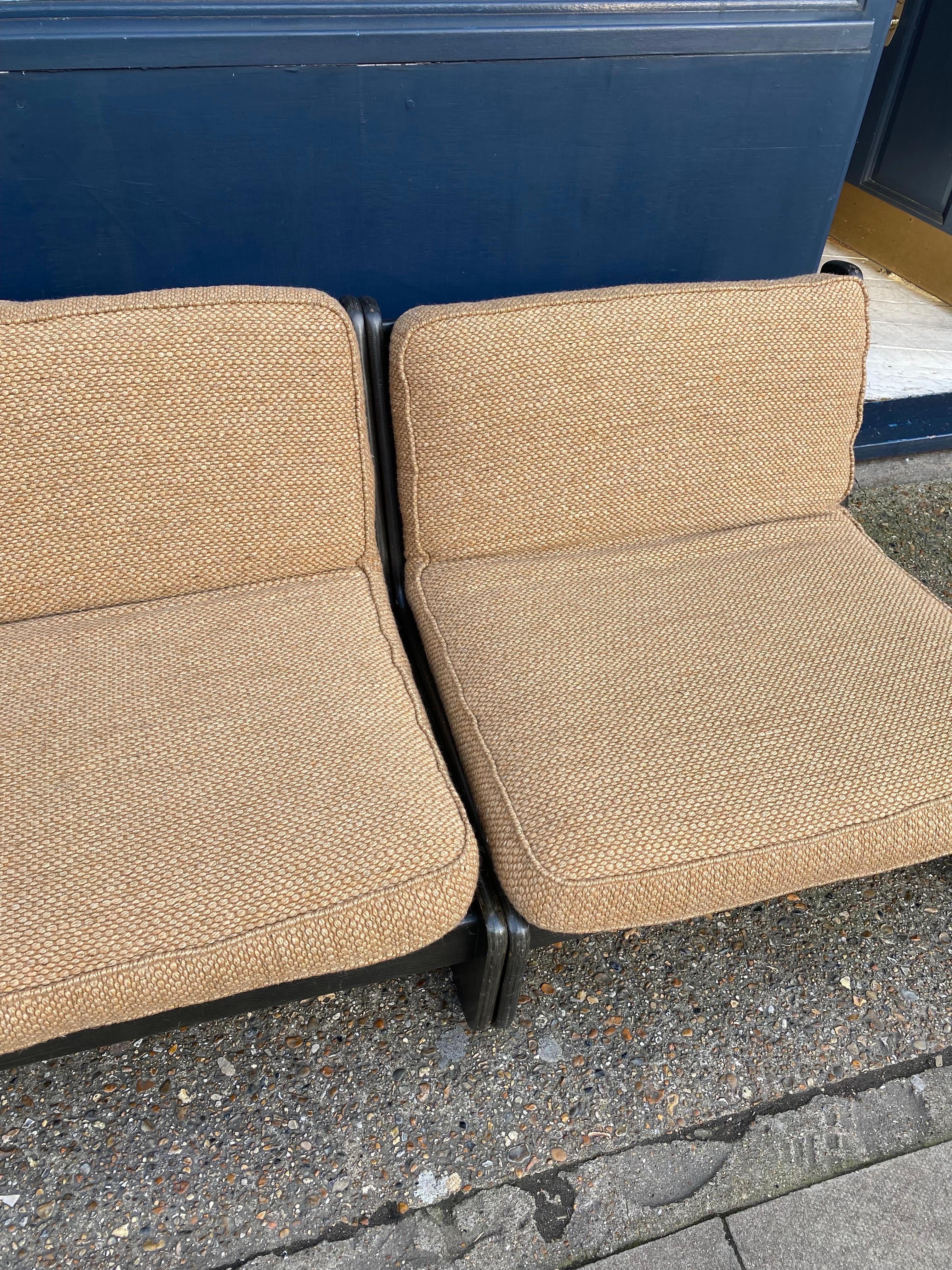 Fabric Carl Straub 3 Piece Modular Sofa Vintage Wool Boucle Midcentury 1960s Armchairs For Sale