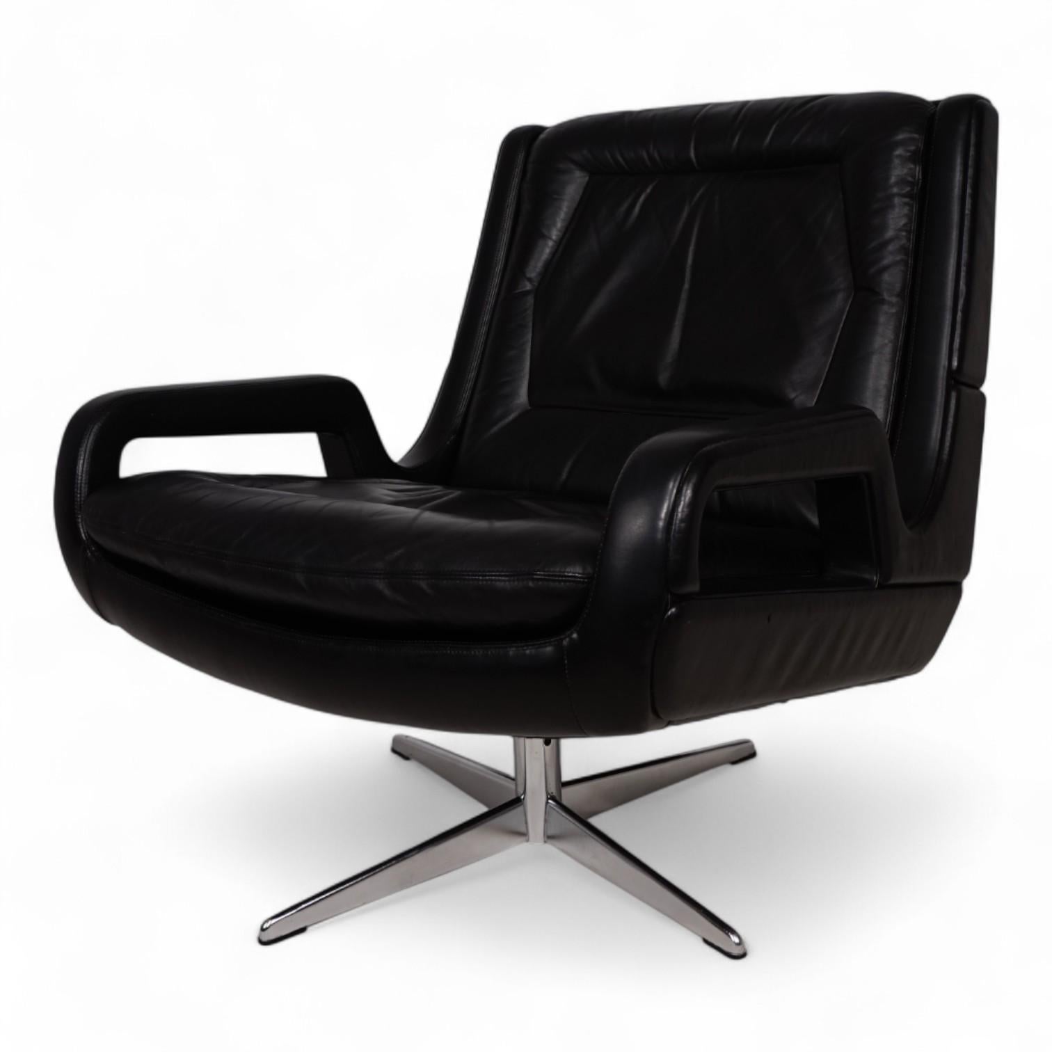 Chaise longue en cuir noir de Carl Straub, 1960 Bon état - En vente à Ludwigslust, DE