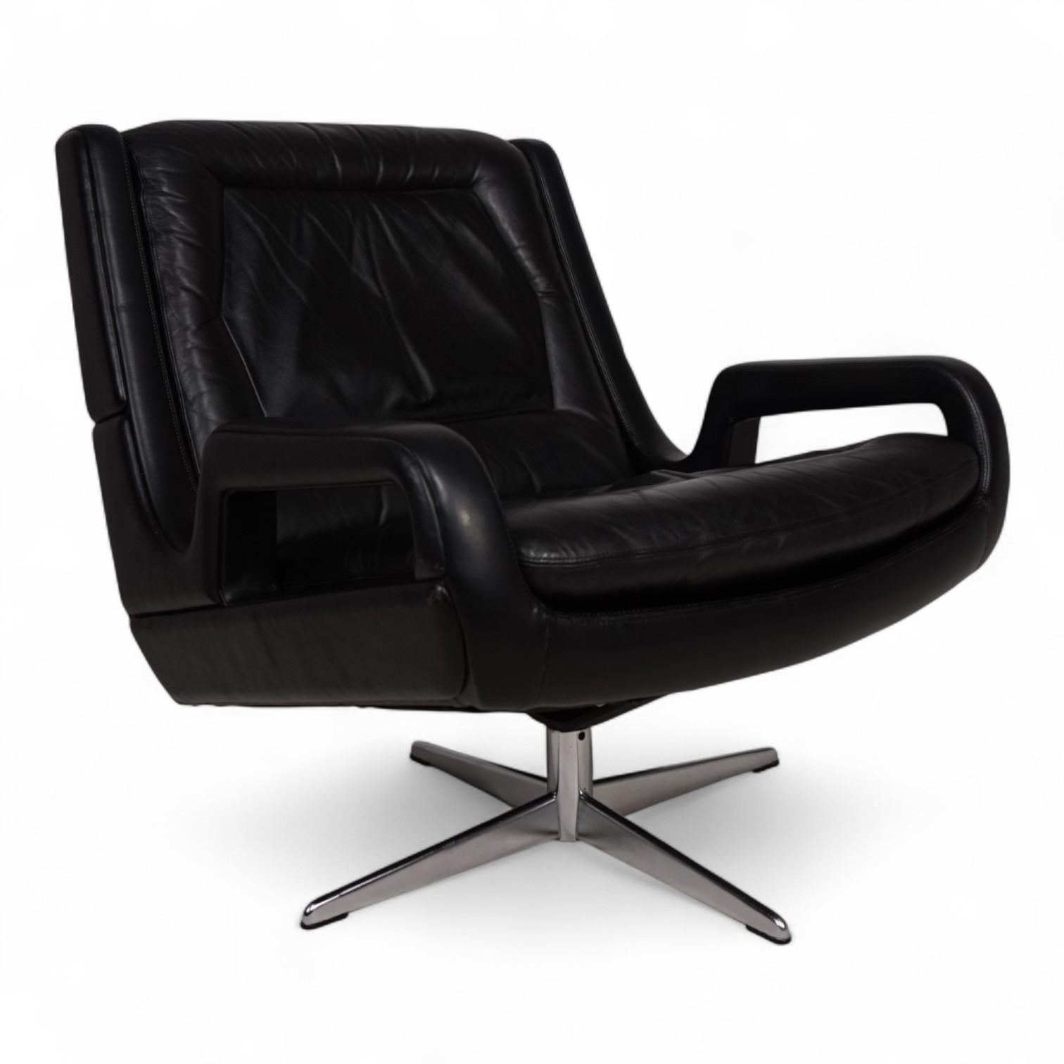 Chaise longue en cuir noir de Carl Straub, 1960 en vente 2