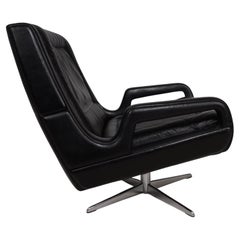 Carl Straub Sessel aus schwarzem Leder, 1960