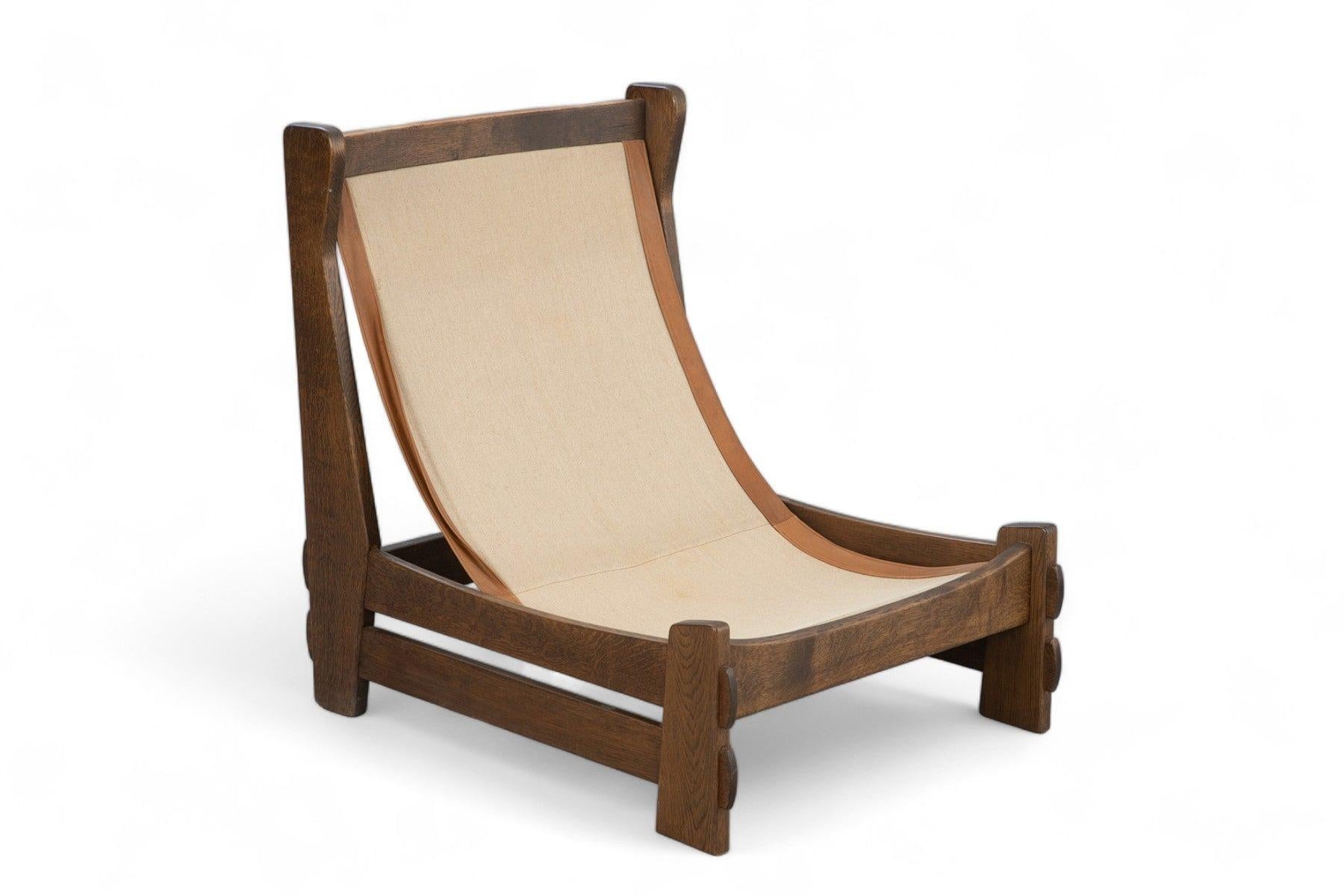 Tedesco Sedia da salotto Highback di Carl Straub in Oak + pelle in vendita