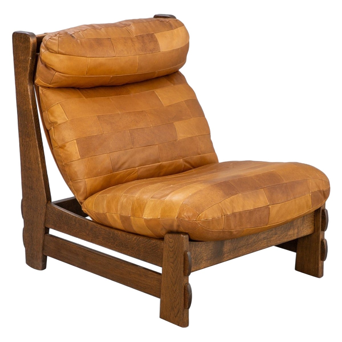 Sedia da salotto Highback di Carl Straub in Oak + pelle in vendita