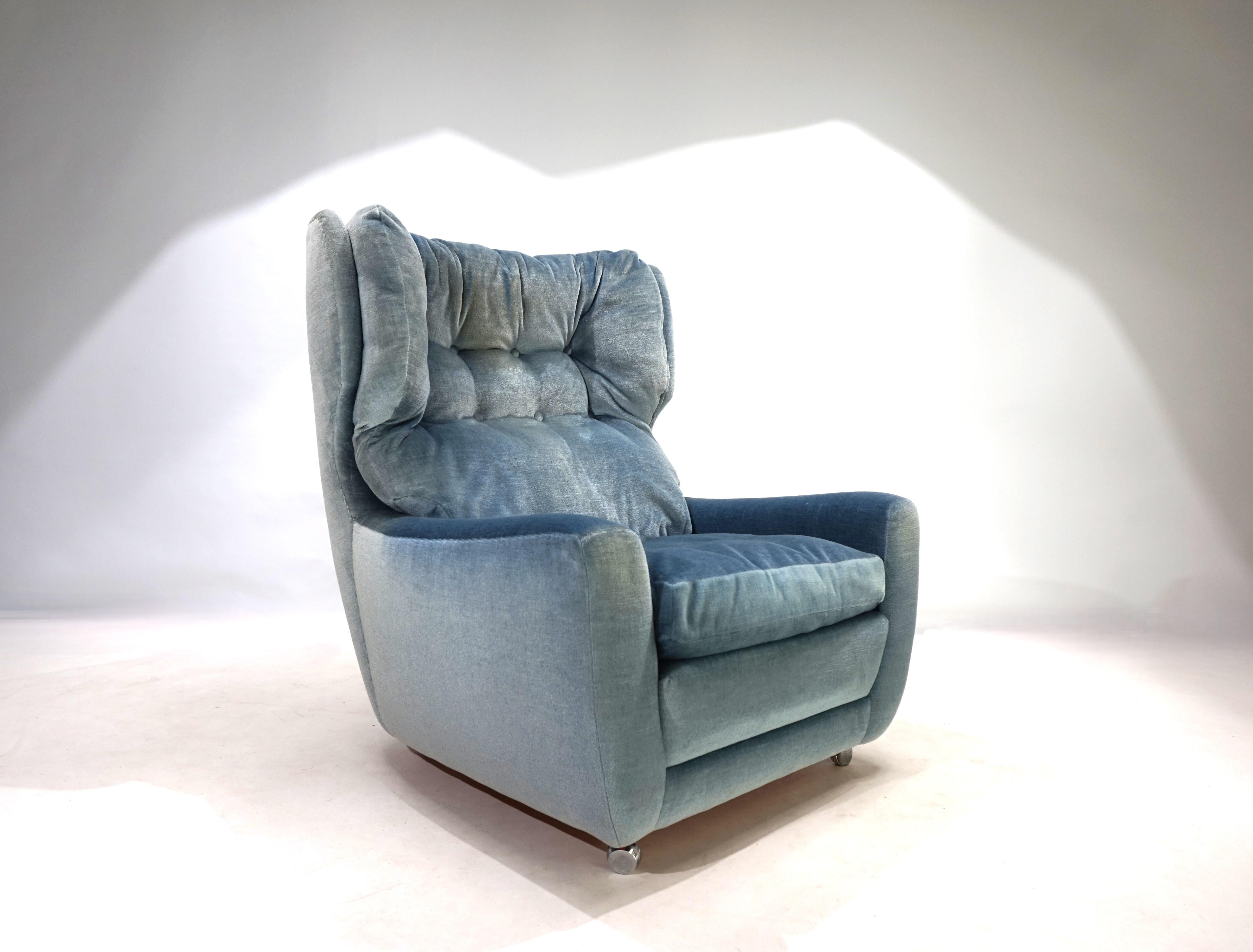 Milieu du XXe siècle Chaise Carl Straub bleu glace, 1960