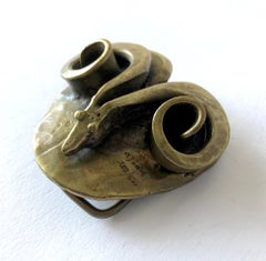 Carl Tasha Bronze Aries Astrological Rams Head Belt Buckle