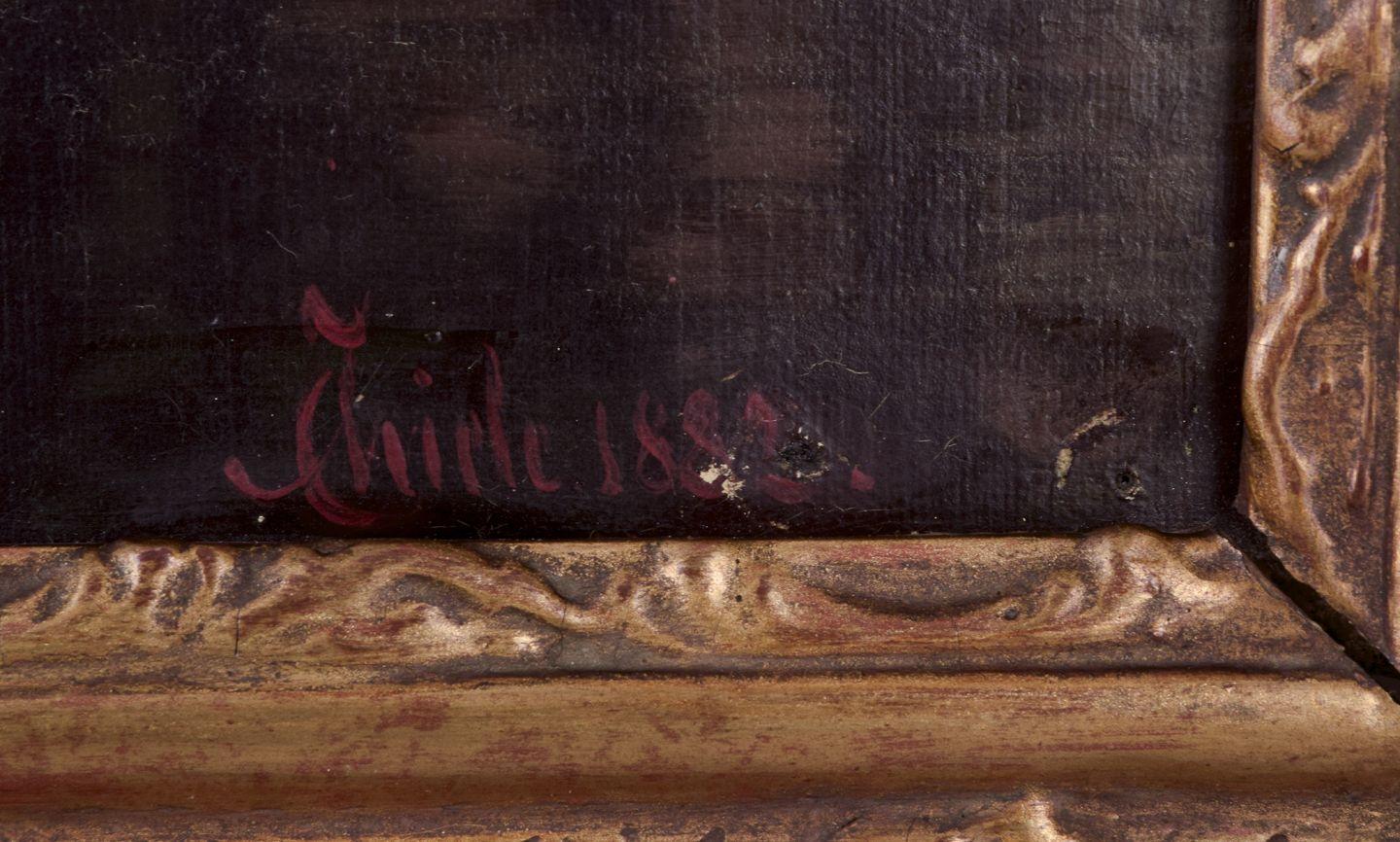Carl Thiele, gelisteter dänischer Künstler. Öl auf Leinwand. Forest-Szene mit See mit Wald, 1882 (Spätes 19. Jahrhundert) im Angebot