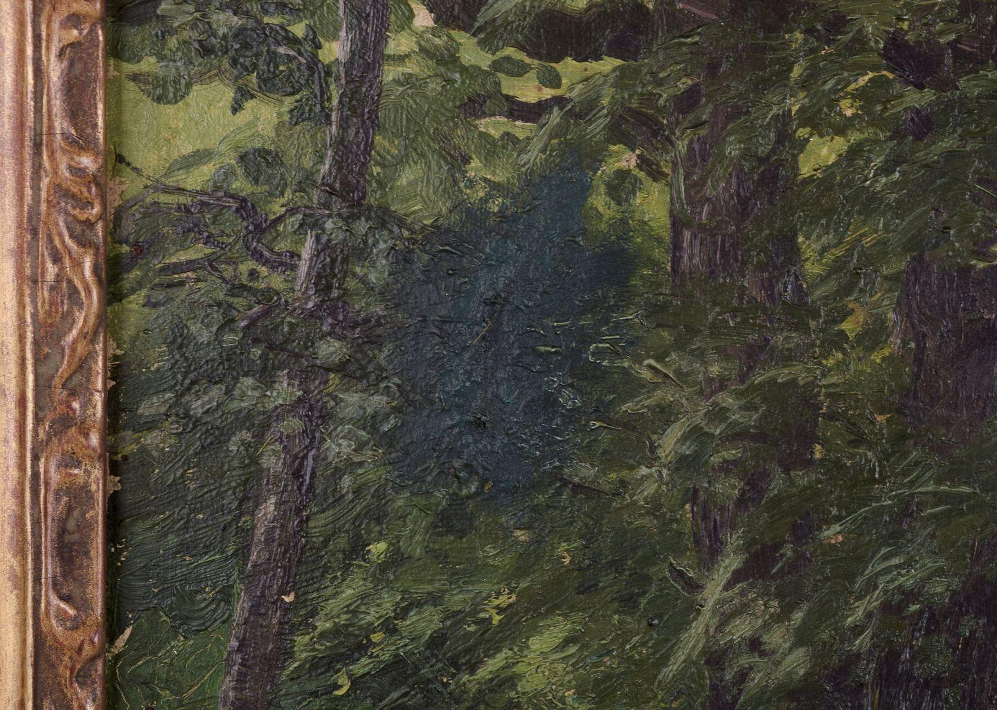 Carl Thiele, gelisteter dänischer Künstler. Öl auf Leinwand. Forest-Szene mit See mit Wald, 1882 im Angebot 1