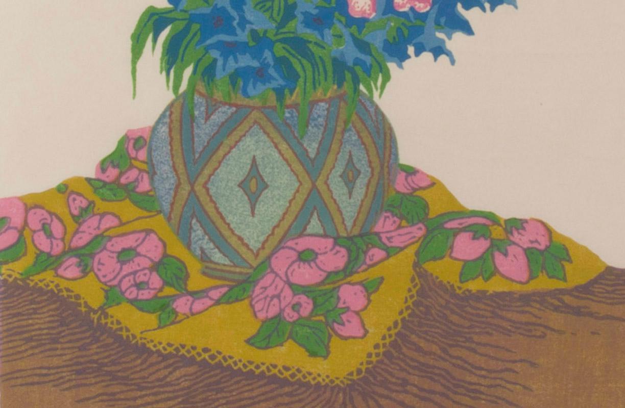 Rittersporn und Fingerhut  (Larkspur and Foxglove) - Beige Still-Life Print by Carl Thiemann