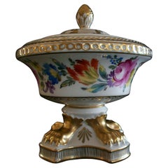 Antique Carl Thieme, Dresden Floral Painted & Gilded Porcelain Urn, Germany, 20th C