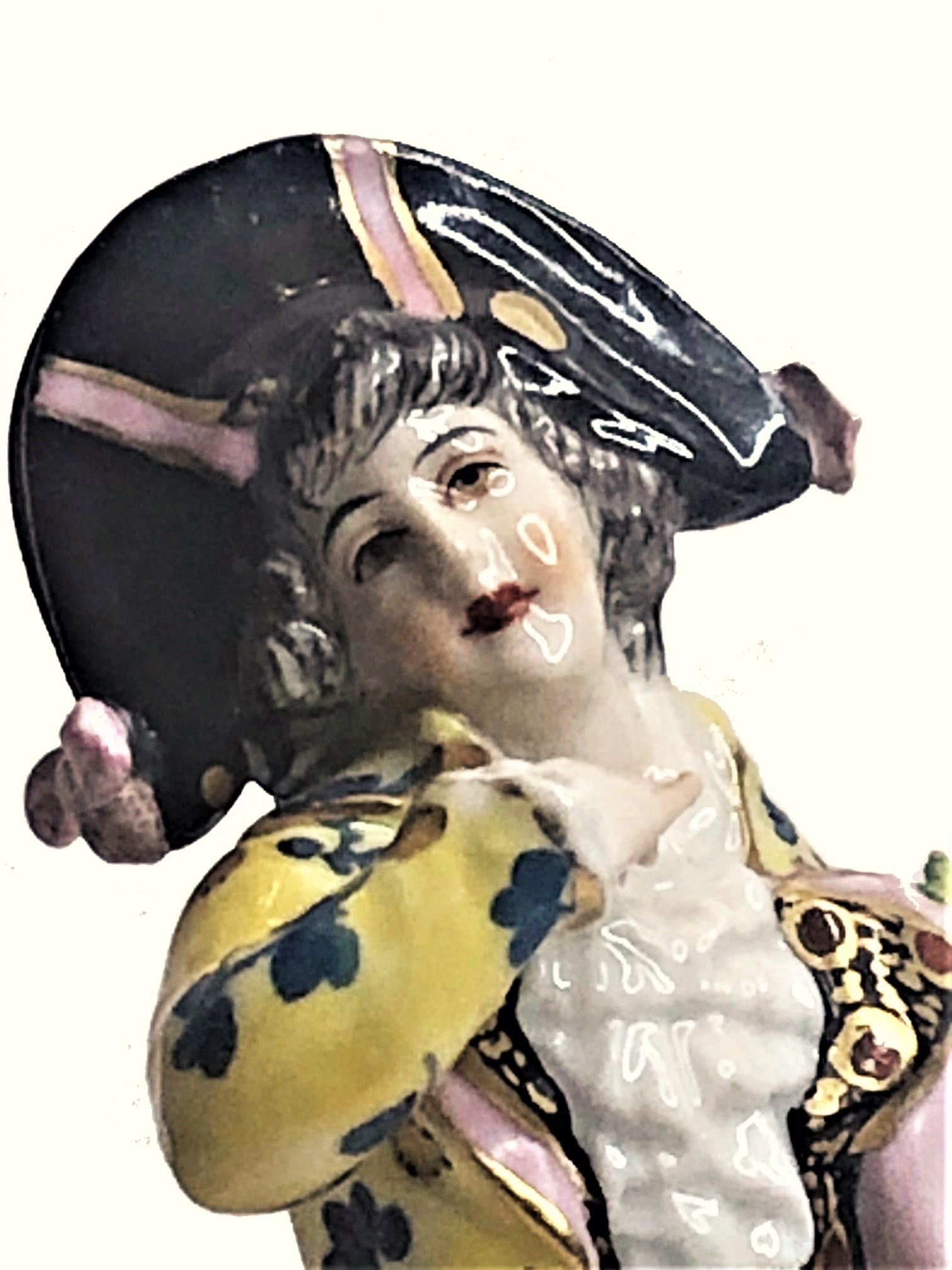 Painted Carl Thieme Dresden Porcelain Figurine of Noble Gentleman in Love, ca. 1870’s For Sale