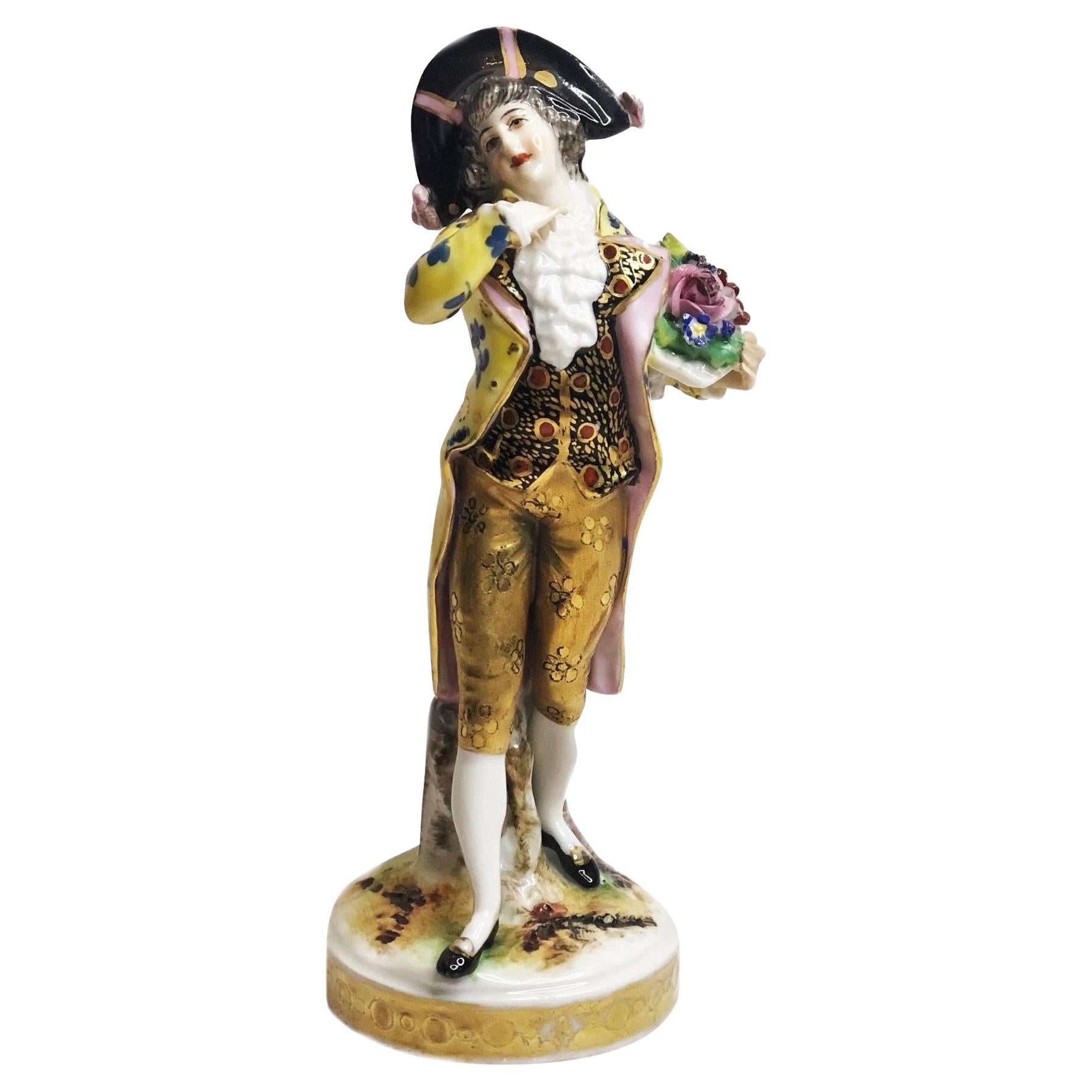 Carl Thieme Dresden Porcelain Figurine of Noble Gentleman in Love, ca. 1870’s For Sale