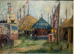 1963 “Entrance to HUNTS CIRCUS” American Carnival Modernist Painting