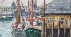 Carl Thorp "New England Harbor" Original Oil Painting, circa 1966