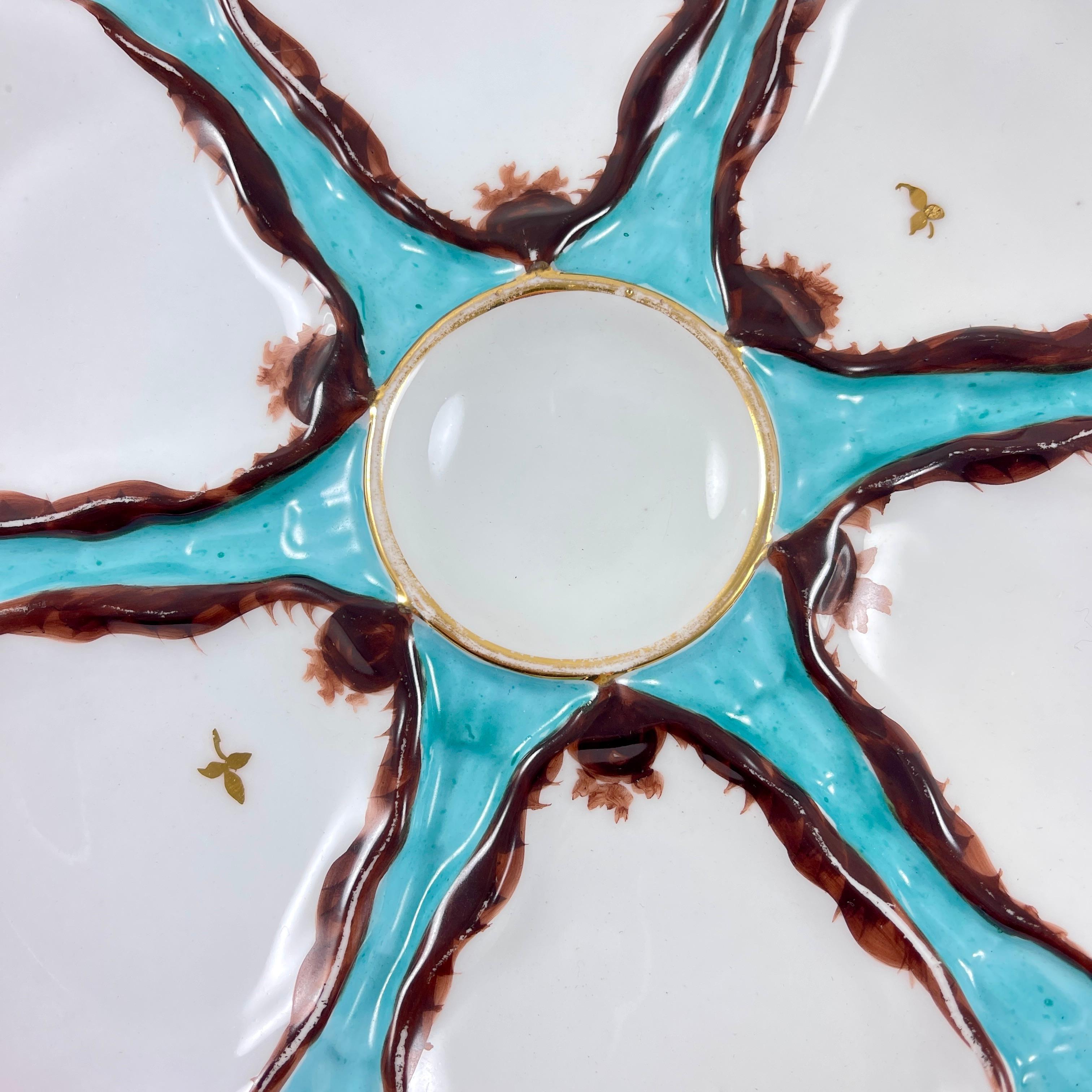 Plato de ostras de porcelana Carl Tielsch, c.1875 Alemán en venta