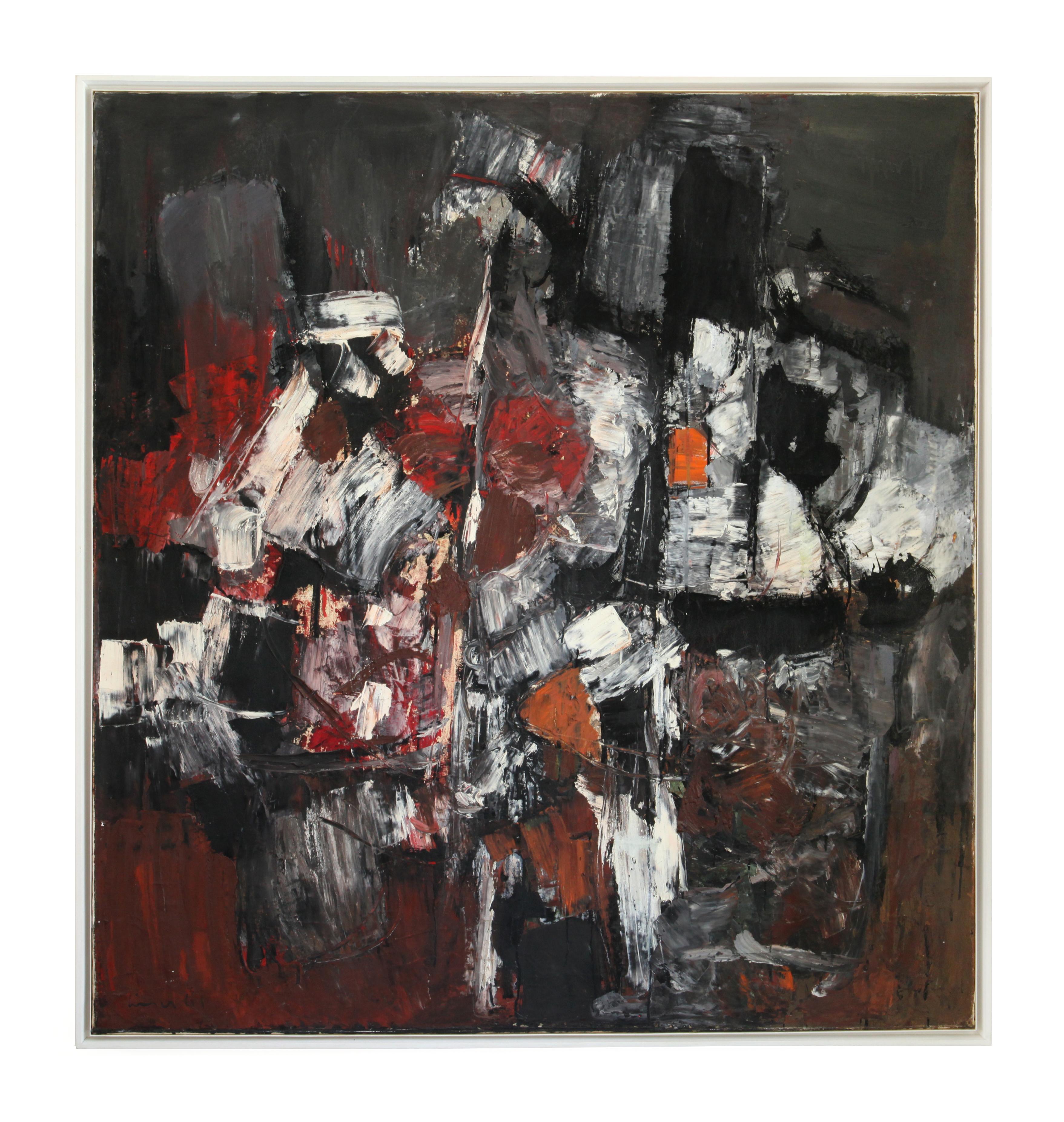 Carl Walter Liner Abstract Painting - Komposition rot/schwarz