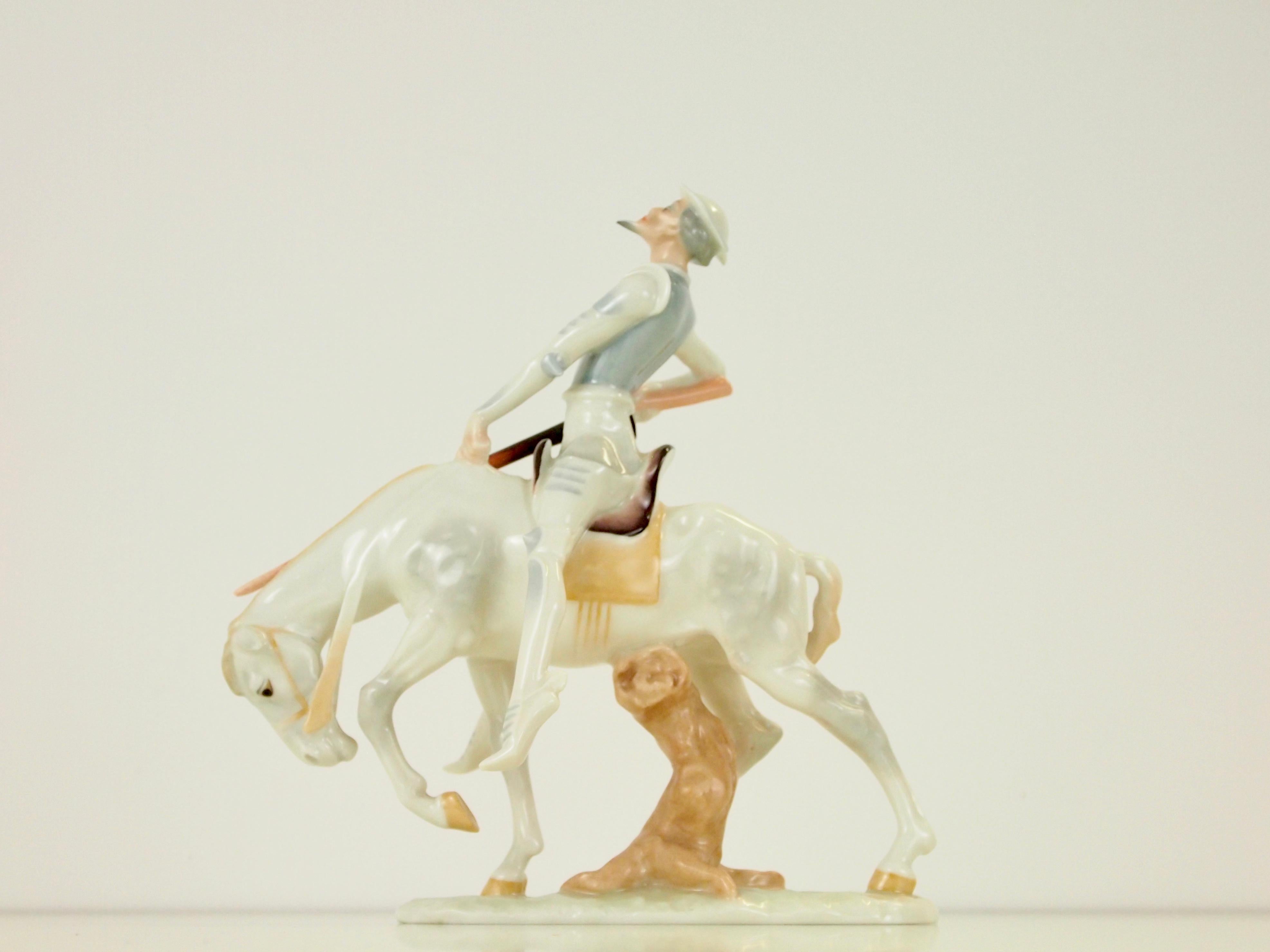 Hand-Painted Carl Werner Don Quichote for Hutschenreuther Kunstabteilung For Sale
