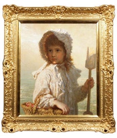 "Homecoming of the Sea" — Circa 1896 Oil on Canvas Portrait of a Young Girl