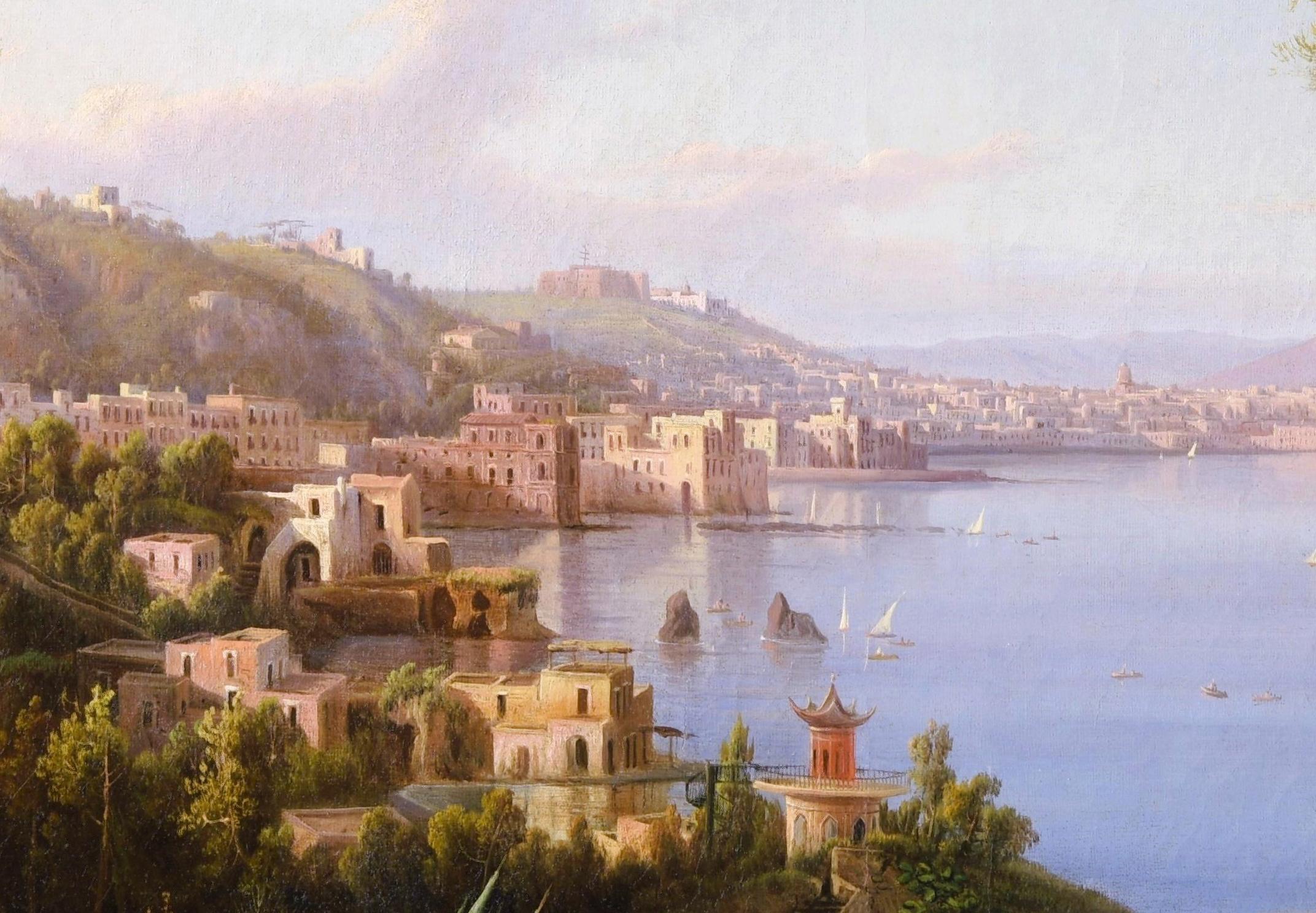 Napoly bay with the Vesuvius - Italian School Painting by Carl-Wilhelm Götzloff