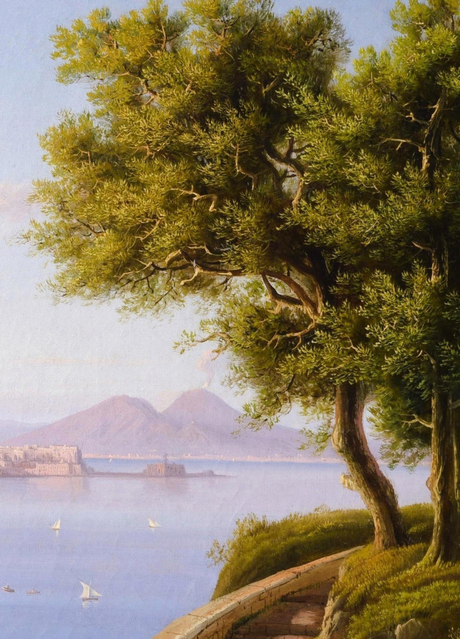 Napoly bay with the Vesuvius - Brown Figurative Painting by Carl-Wilhelm Götzloff
