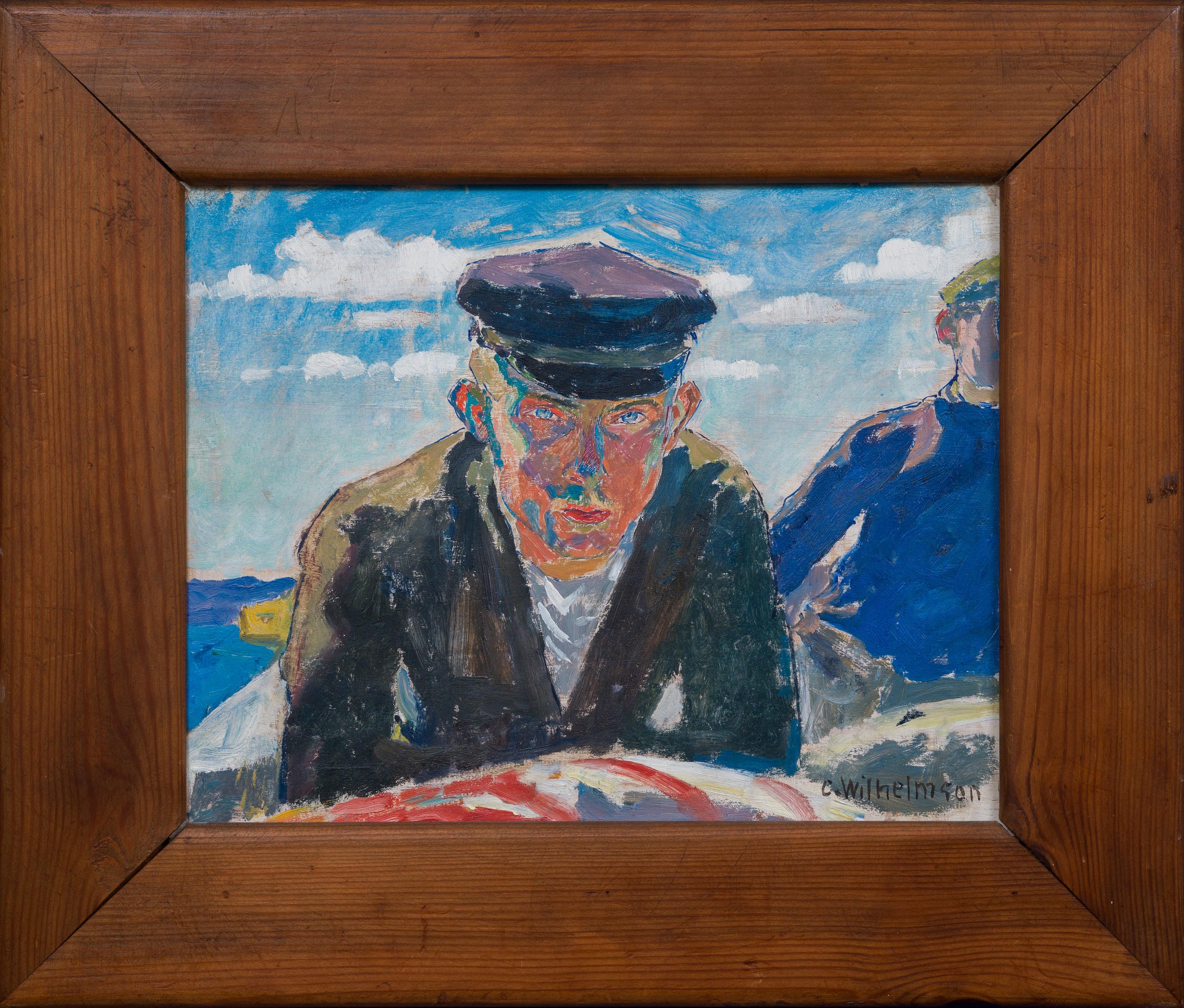 The painting På Havet (On the Sea) by Carl Wilhelmson, created in 1911, stands as a remarkable testament to the artist's profound connection with the sea and its influence on his work. This exceptional piece, never been on the market since 1912,