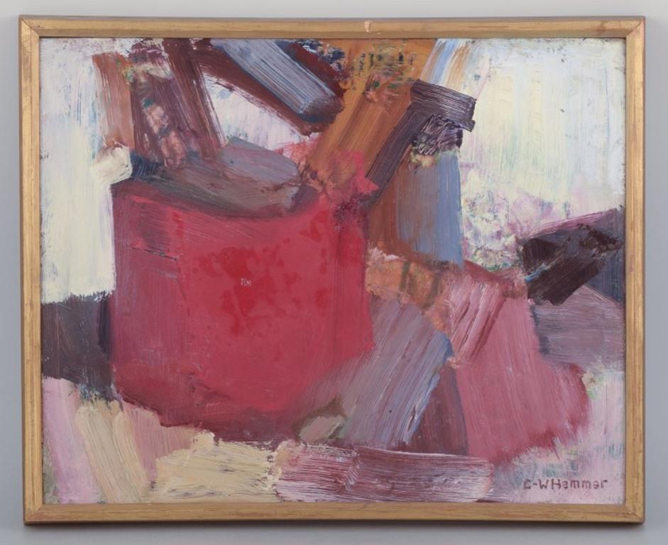 Carl-William Hammar, Swedish artist. Oil on board. Abstract composition For Sale 2