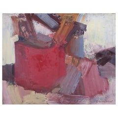 Carl-William Hammar, Swedish artist. Oil on board. Abstract composition