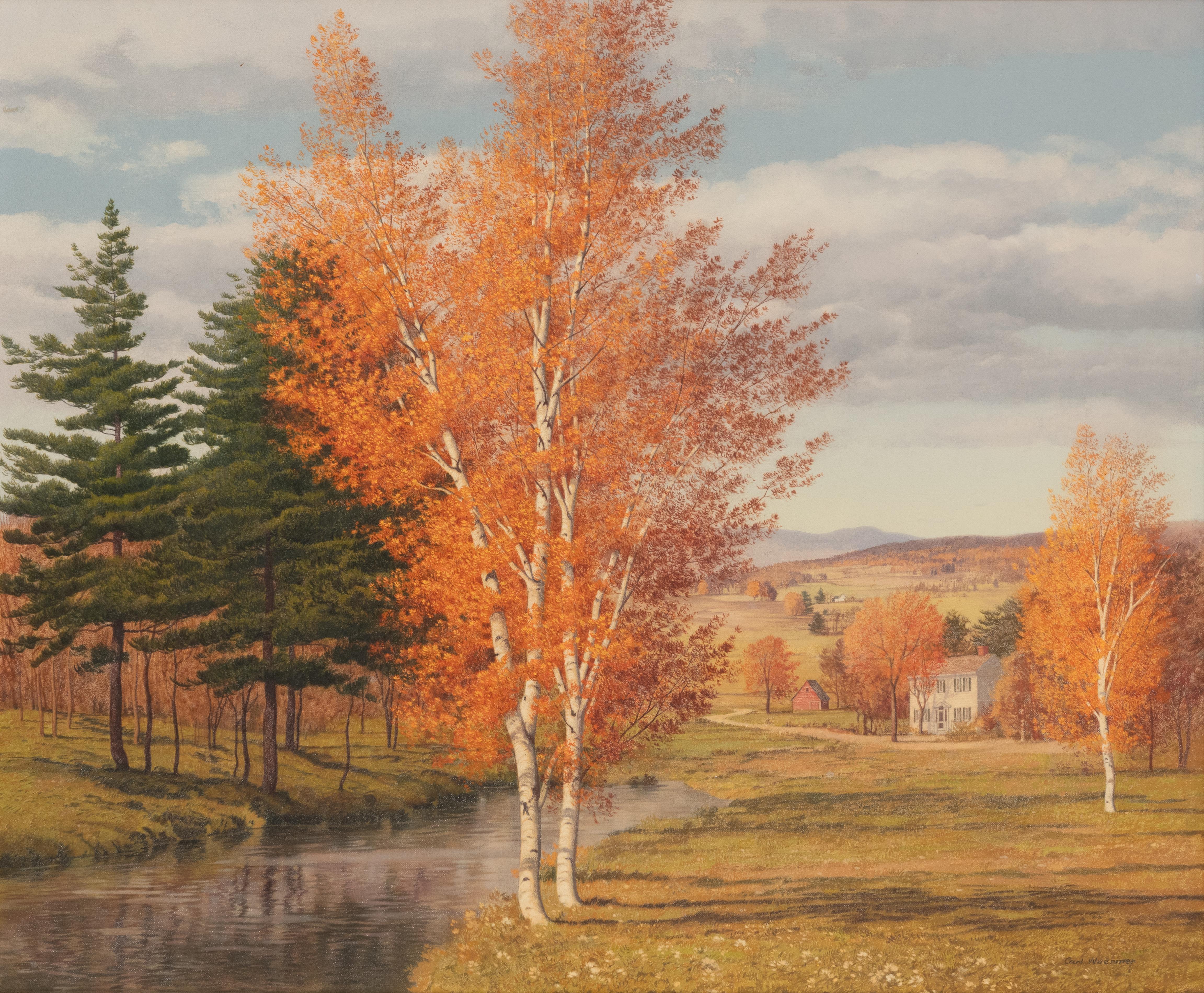 Landscape Painting Carl Wuermer - Birches d'automne