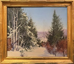 "Winter Silence" Carl Wuermer, American Impressionism Quiet Snowy Landscape