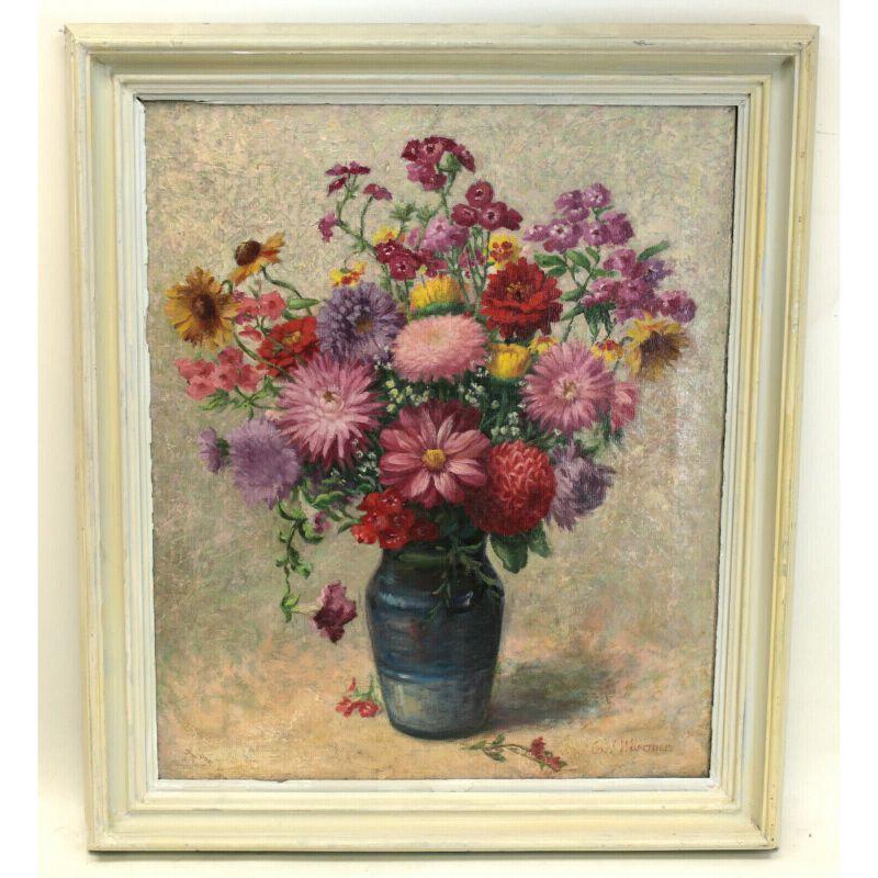 Carl Wuermer, Öl auf Leinwand, Gemälde, Blumenstrauß, signiert

Carl Wuermer (Deutsch 20. Jahrhundert) Öl auf Leinwand, Blumenstrauß. Das Gemälde stellt einen Blumenstrauß in einer Vase dar. Signiert unten rechts. Gerahmt in einem Holzrahmen.