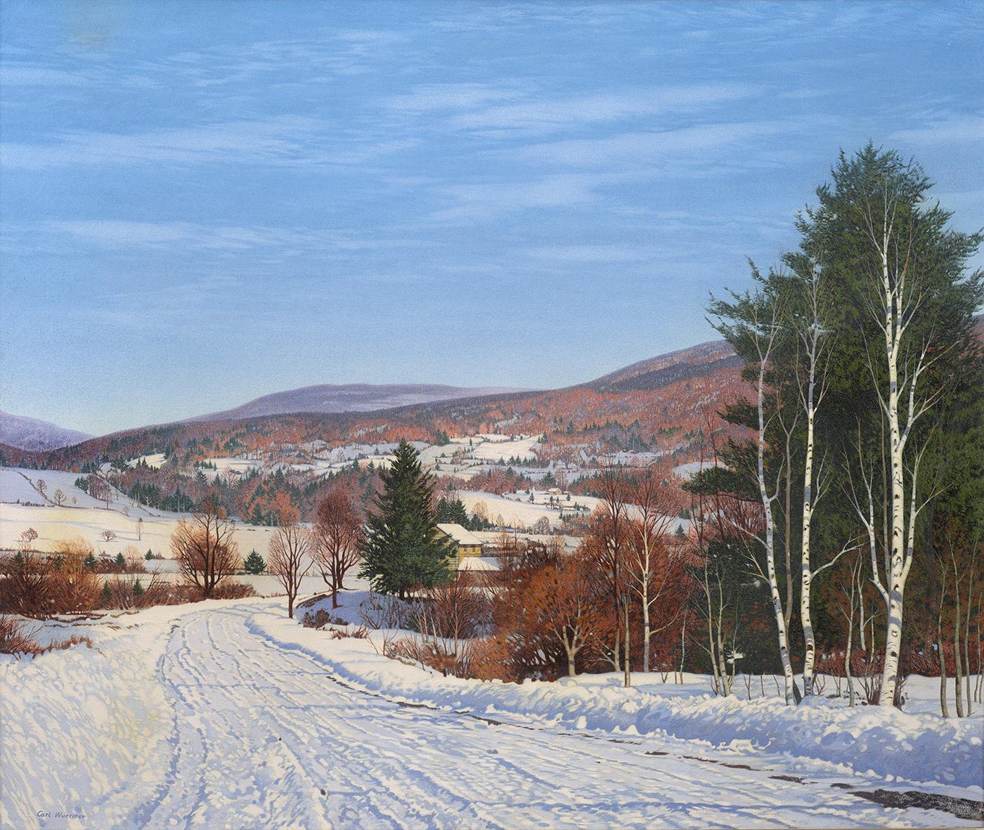 Carl Wuermer  Landscape Painting – Dezember-Nachmittag