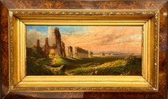 Gemälde eines römischen Aquädukts in Italien, Öl auf Leinwand, signiert, 1886, gerahmt