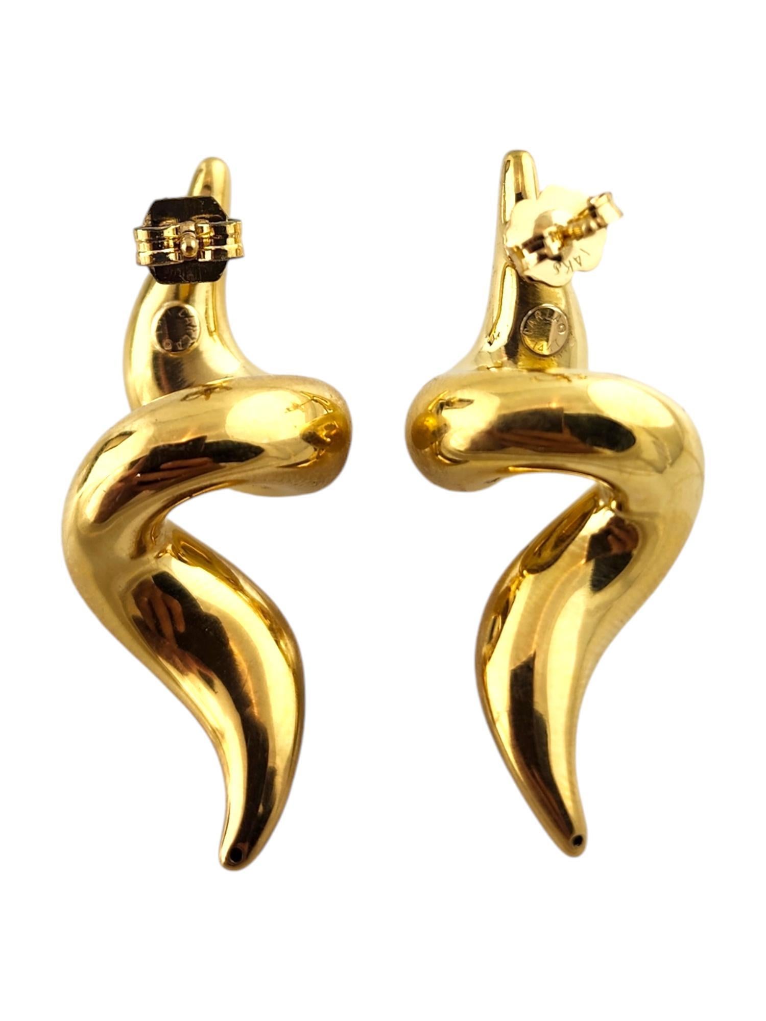 Women's Carla 14 Karat Yellow Gold Spiral Drop Earrings #18902 For Sale
