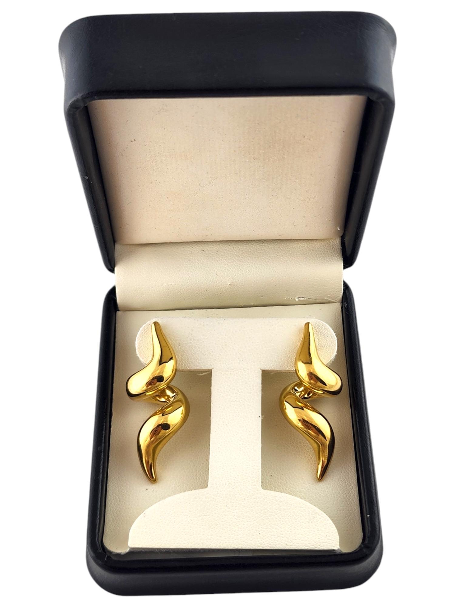 Carla 14 Karat Yellow Gold Spiral Drop Earrings #18902 For Sale 3