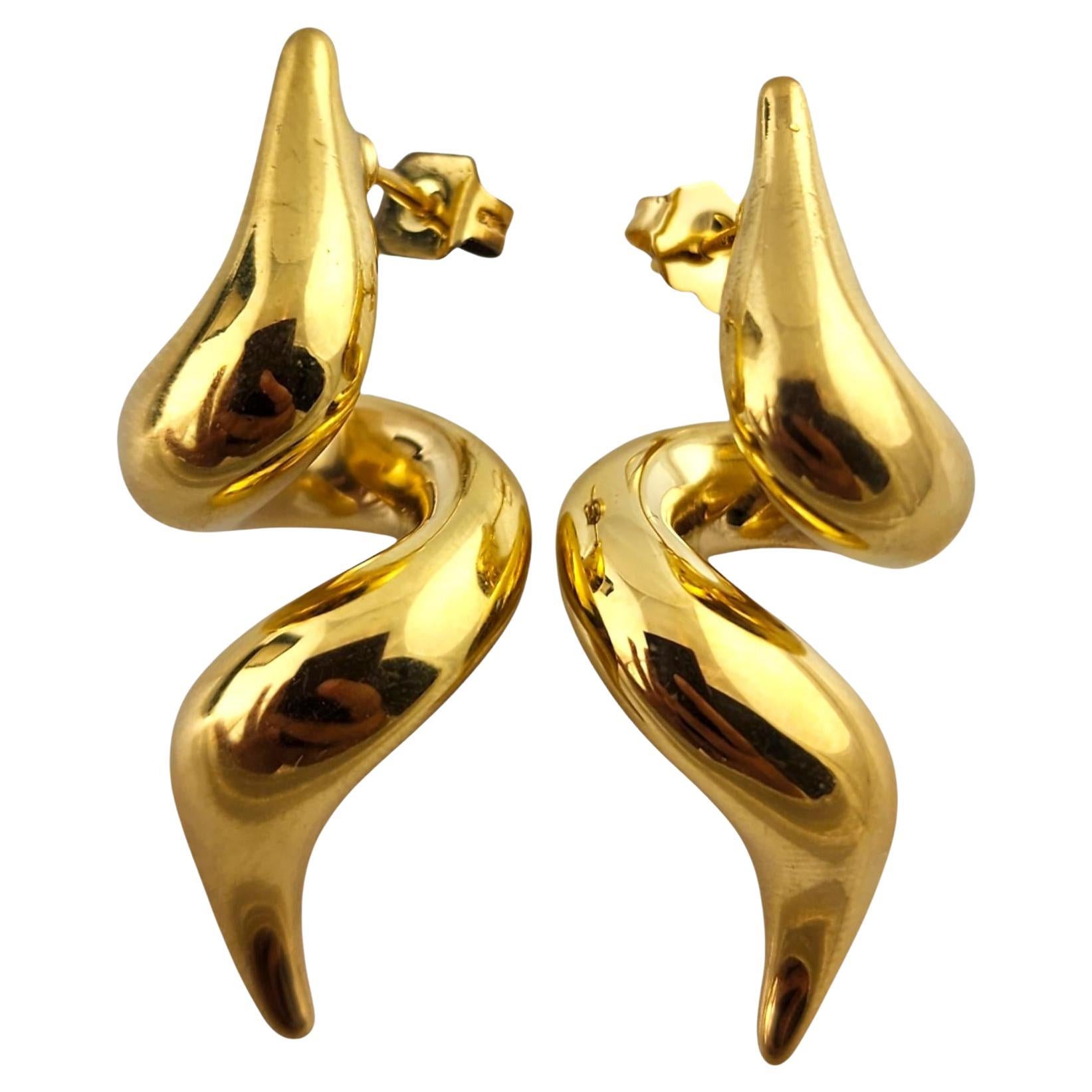 Carla 14 Karat Yellow Gold Spiral Drop Earrings #18902 For Sale