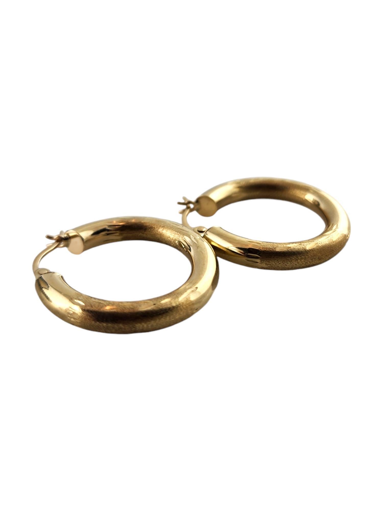 Carla 14 Karat Yellow Gold Textured Hoop Earrings #18903 For Sale 2