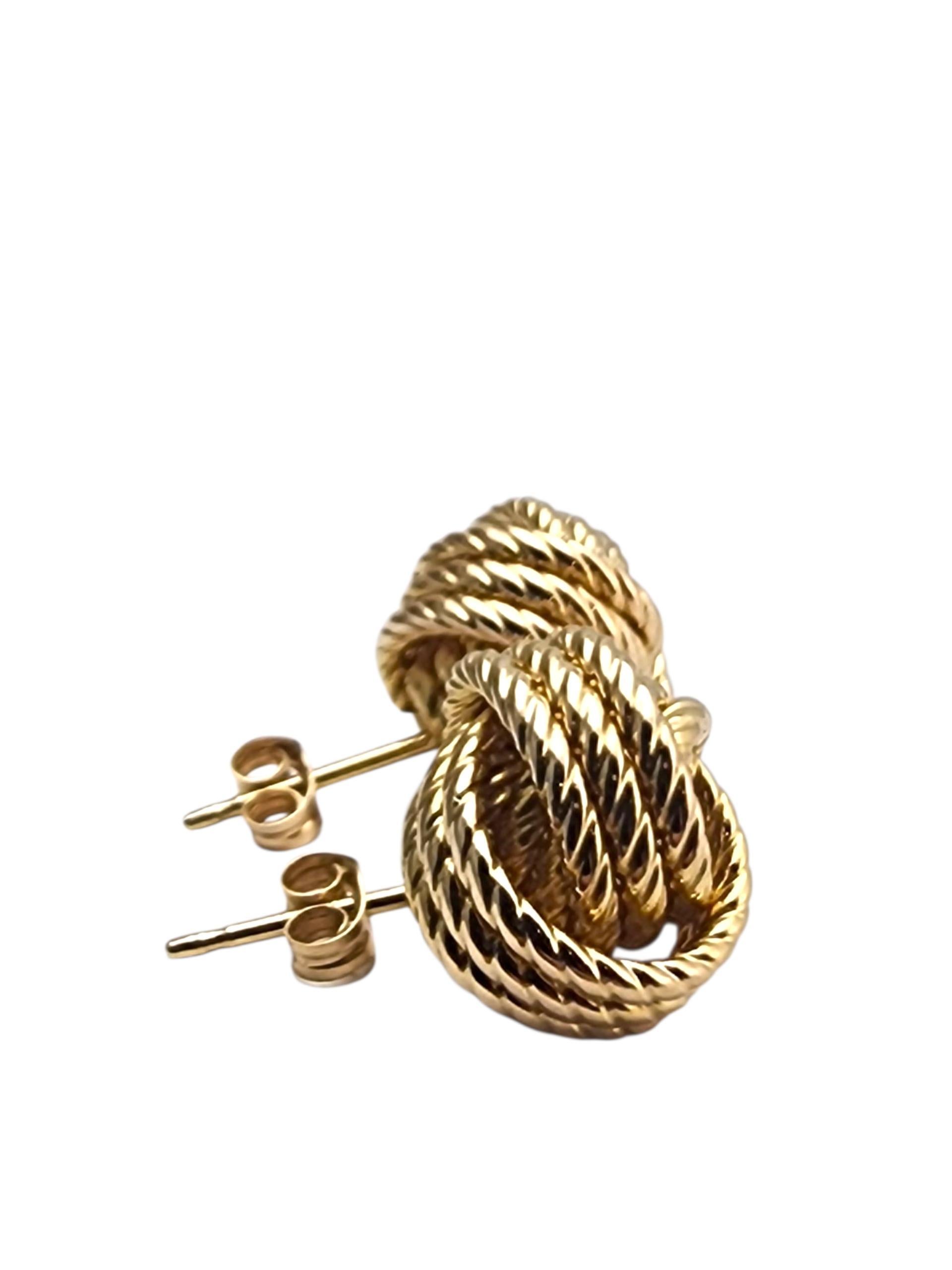 De las mujeres Pendientes Carla de oro amarillo de 14 quilates con nudo de cable #22846 en venta