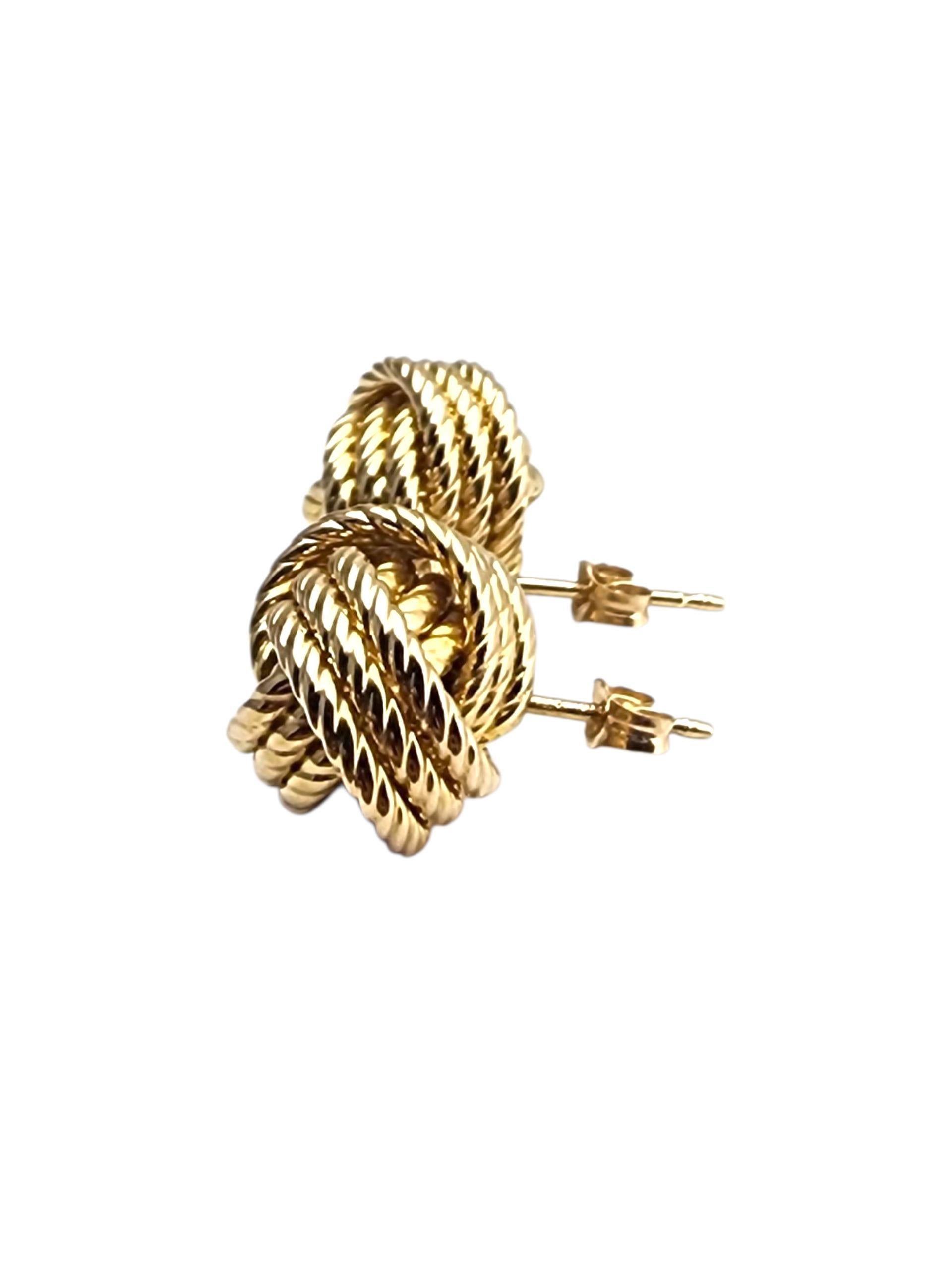 Pendientes Carla de oro amarillo de 14 quilates con nudo de cable #22846 en venta 1