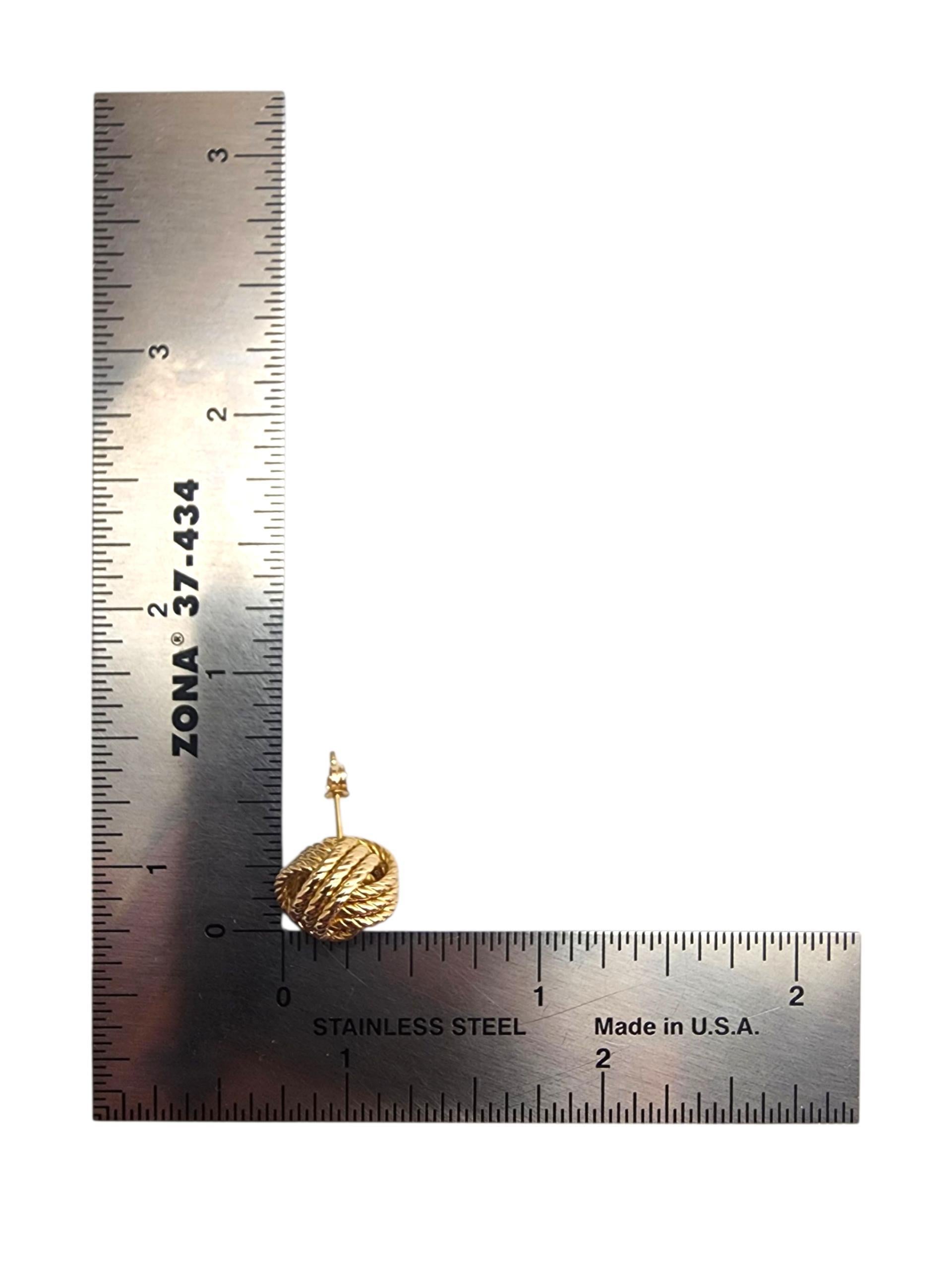 Pendientes Carla de oro amarillo de 14 quilates con nudo de cable #22846 en venta 2