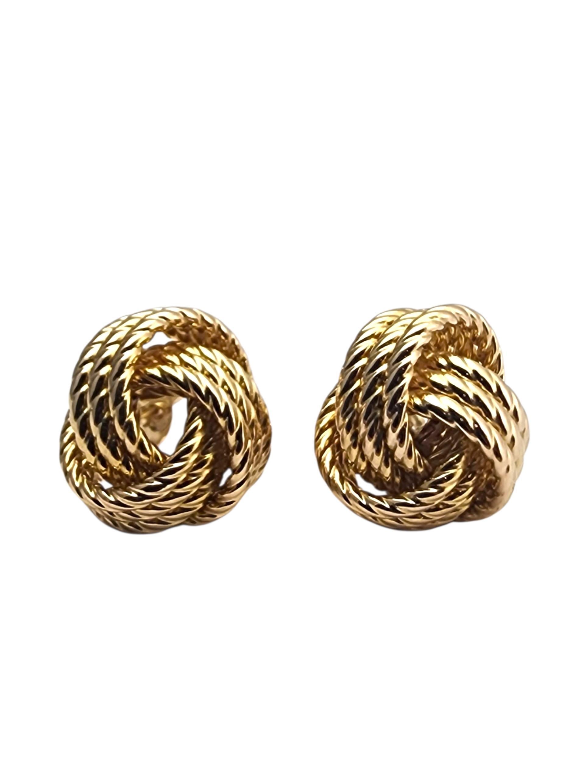 Pendientes Carla de oro amarillo de 14 quilates con nudo de cable #22846