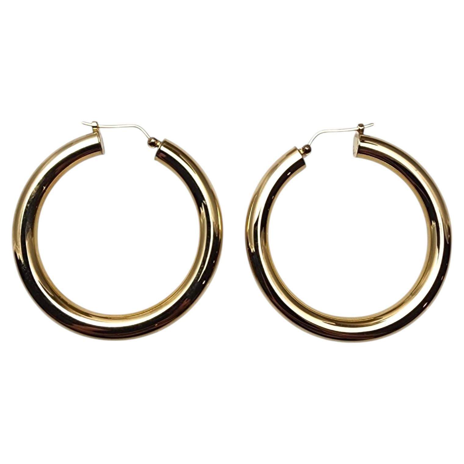 Boucles d'oreilles créoles larges Carla en or jaune 14 carats #25763