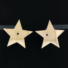 Carla 14k Yellow Gold Large Puffed & High Polished Star Button Omega Earrings