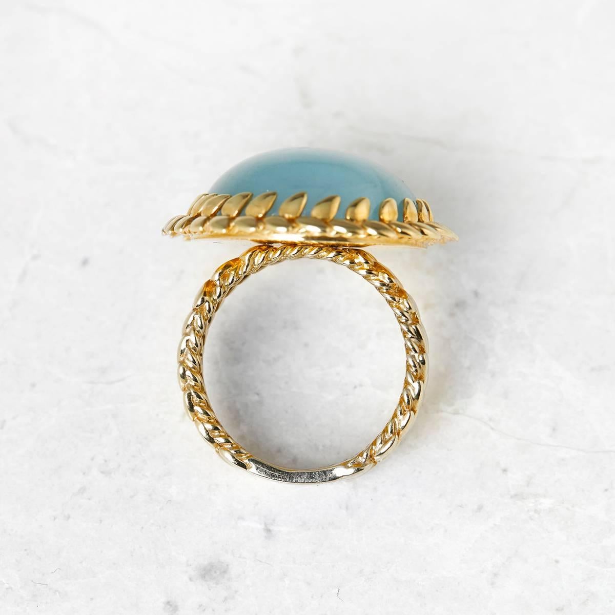 Carla Amorim 18 Karat Yellow Gold Cabochon Aquamarine Cocktail Ring 1